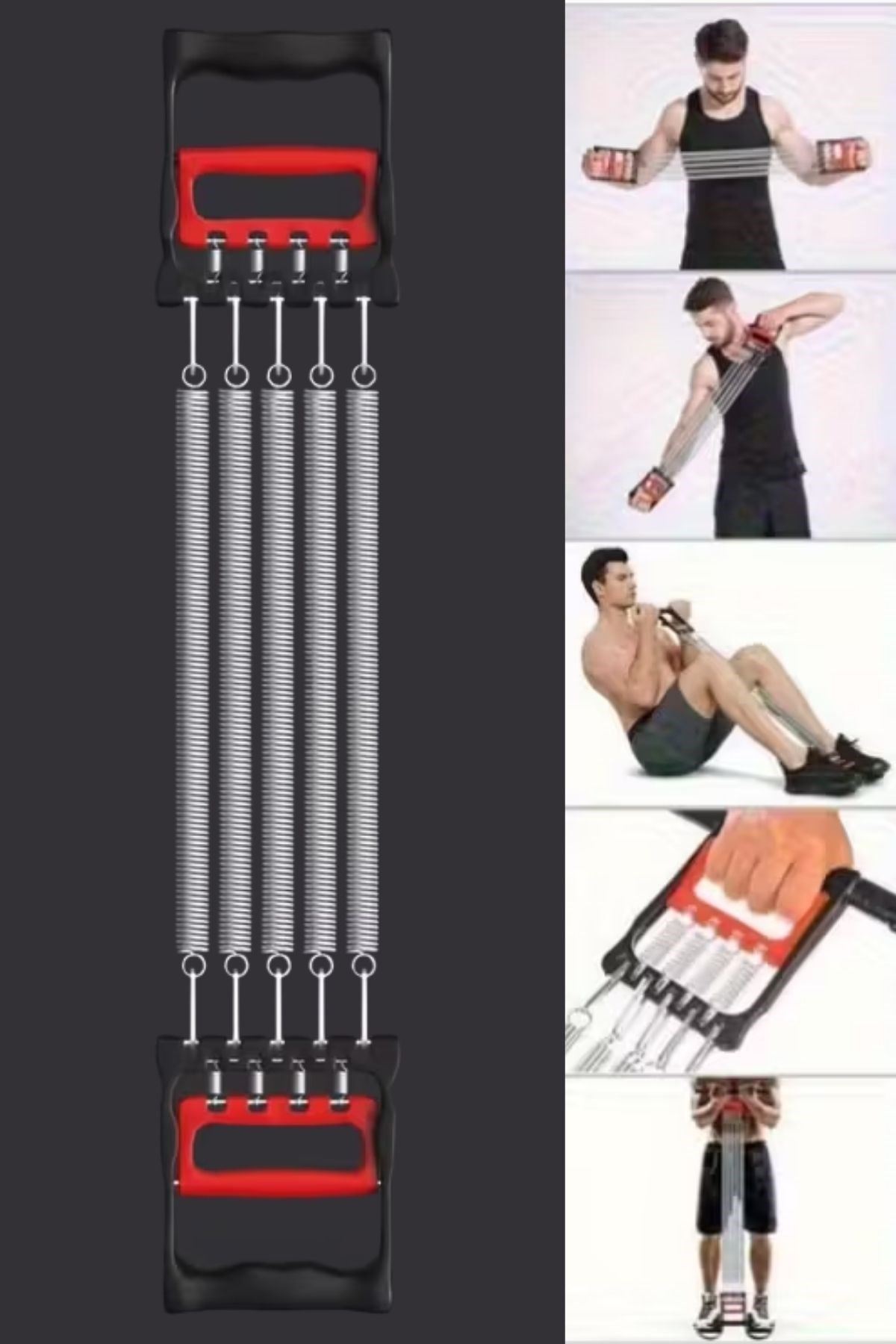 TBL Dekor® Göğüs Genişletme ve Kuvvet Egzersiz Aleti – 5 Yaylı 5 Kademeli Ayarlanabilir Fitness ve Kuvvet Antrenmanı Ekipmanı