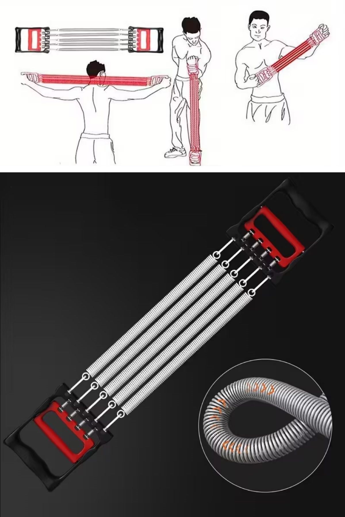 TBL Dekor® Göğüs Genişletme ve Kuvvet Egzersiz Aleti – 5 Yaylı 5 Kademeli Ayarlanabilir Fitness ve Kuvvet Antrenmanı Ekipmanı