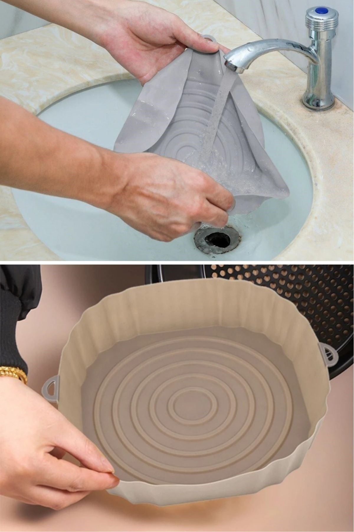 TBL Dekor® Renkli Isıya Dayanıklı Yıkanılabilir Silikon Fırın Ve Airfryer Kare Model Pişirme Matı 20 Cm