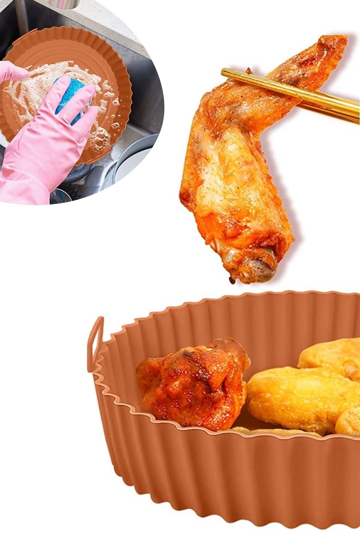 TBL Dekor® Renkli Isıya Dayanıklı Yıkanılabilir Silikon Fırın Ve Airfryer Yuvarlak Model Pişirme Matı 20 Cm