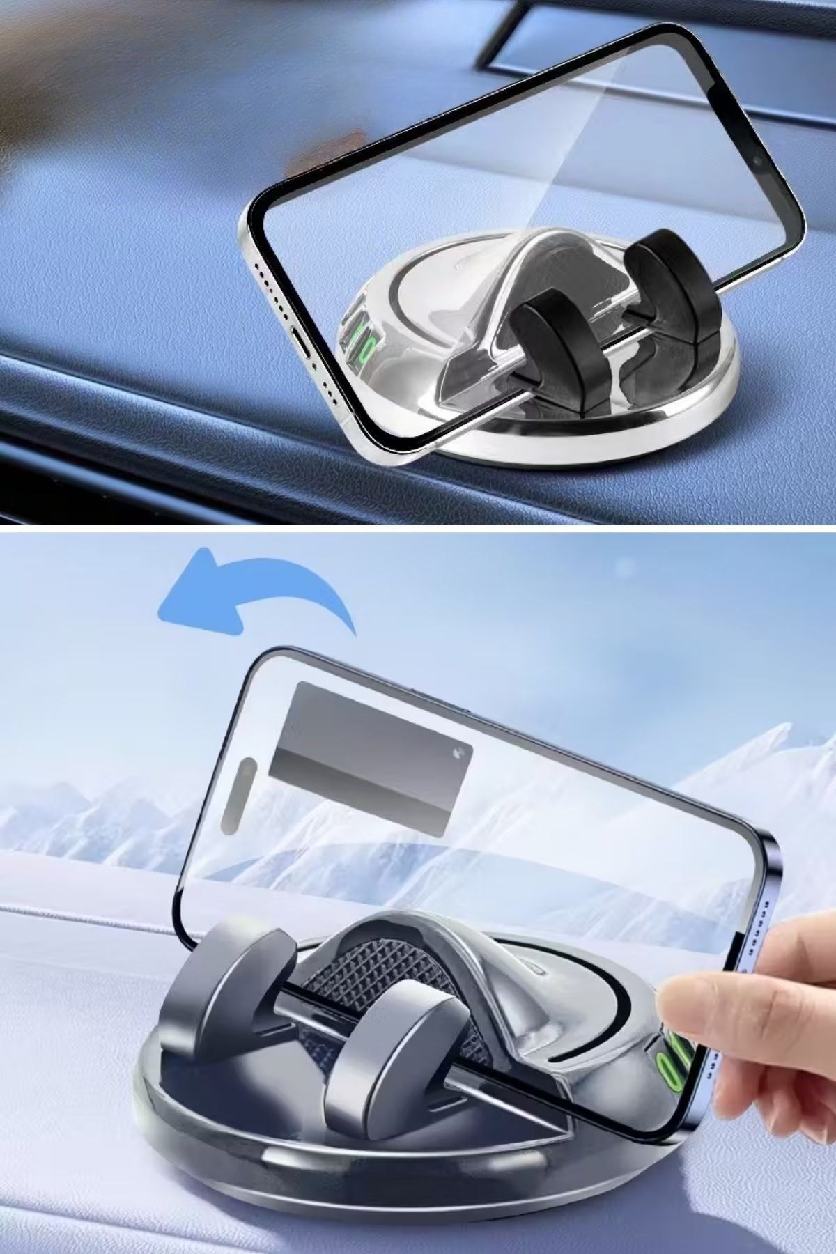 TBL Dekor® Numaratörlü Güçlü Yapışkanlı 360 Derece Dönebilen Su Geçirmez Araç İçi Telefon Tutucu Plastik Aparat