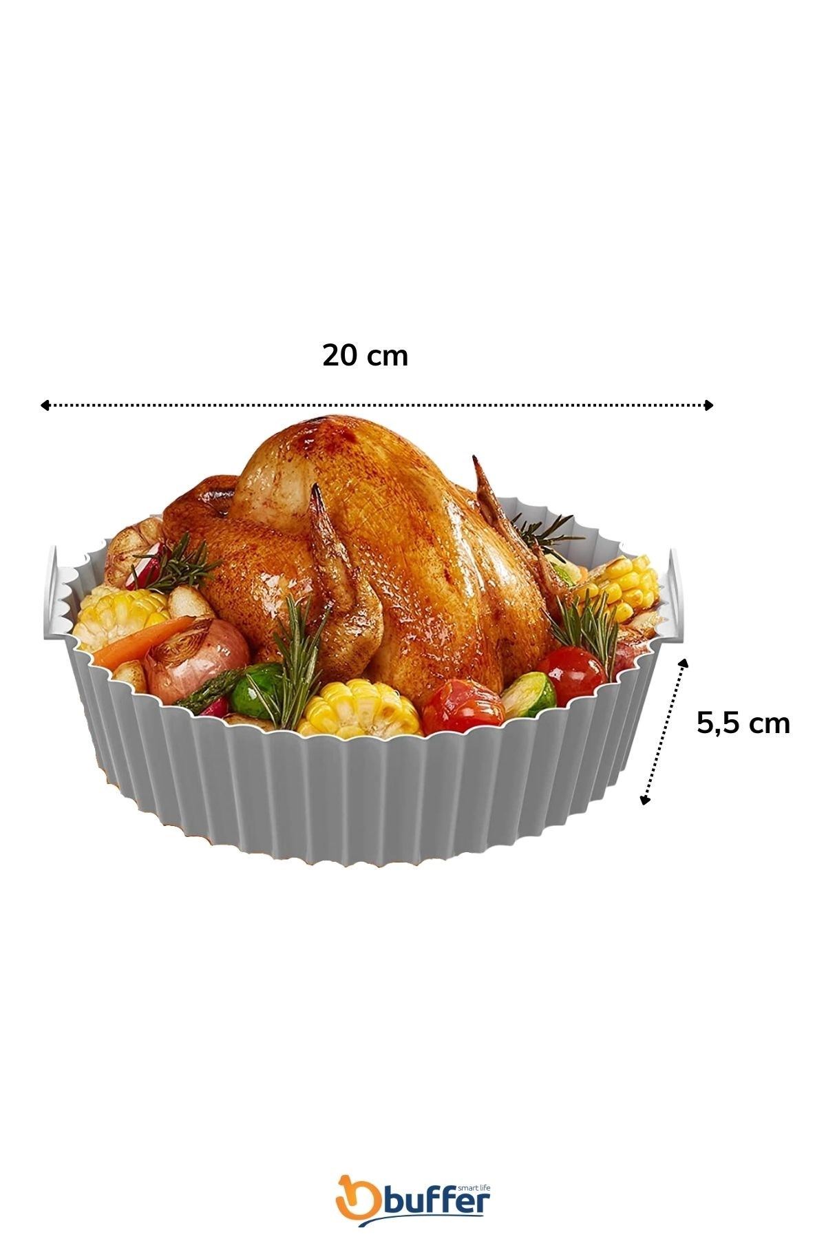 TBL Dekor® Renkli Isıya Dayanıklı Yıkanılabilir Silikon Fırın Ve Airfryer Yuvarlak Model Pişirme Matı 20 Cm