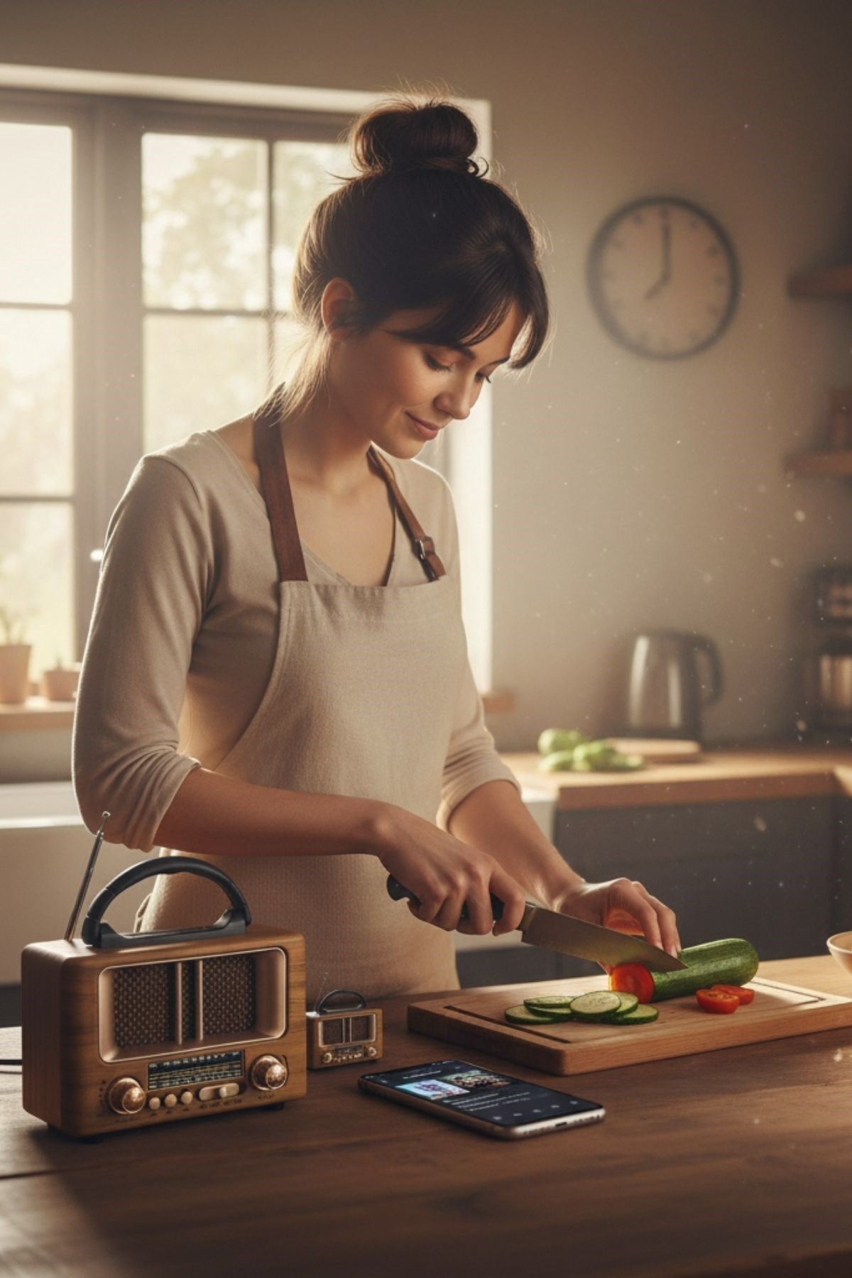 TBL Dekor® Küçük Mini Boy Retro Ahşap Tasarım Bluetooth Hoparlörlü Radyo – FM/AM Destekli, Şarjlı ve Taşınabilir Radyo NS-8108