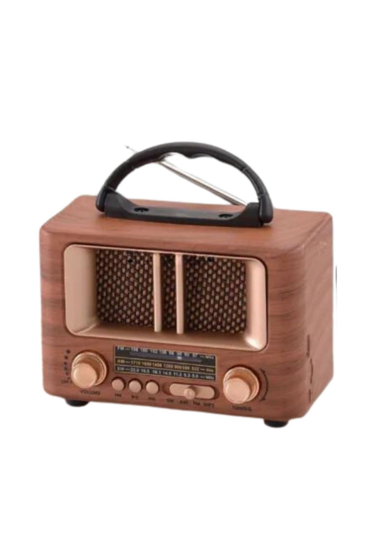 TBL Dekor® Küçük Mini Boy Retro Ahşap Tasarım Bluetooth Hoparlörlü Radyo – FM/AM Destekli, Şarjlı ve Taşınabilir Radyo NS-8108