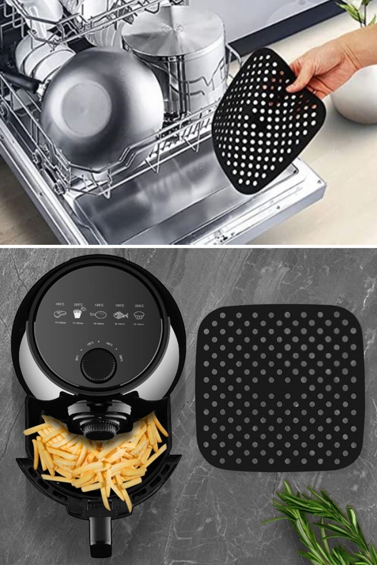 TBL Dekor® Siyah Isıya Dayanıklı Yıkanılabilir Silikon Fırın Ve Airfryer Kare Model Pişirme Matı 21,5 Cm