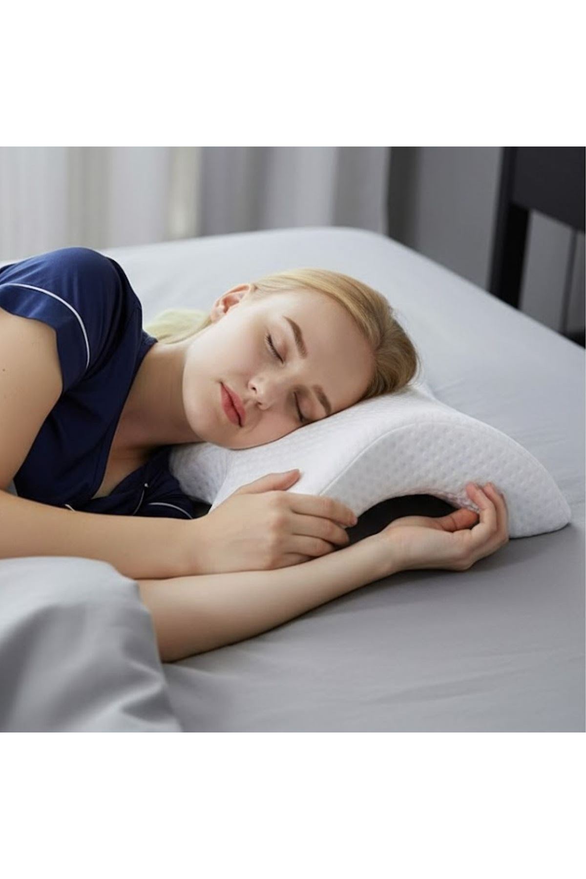 TBL Dekor® % 100 Visco Kavisli Ortopedik Yıkanabilir Kumaş Kılıflı Bel Boyun Bacak Ağrıları İçin Yastık