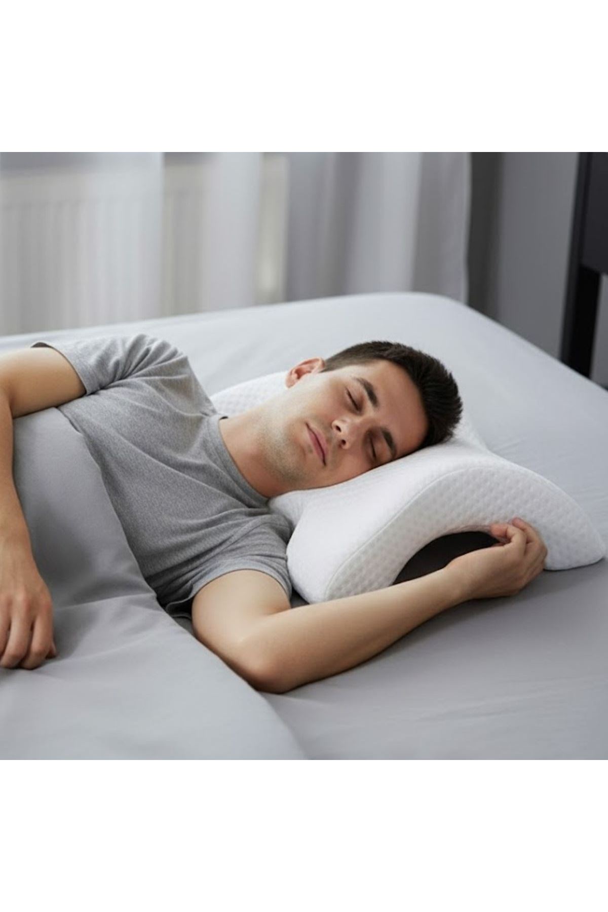 TBL Dekor® % 100 Visco Kavisli Ortopedik Yıkanabilir Kumaş Kılıflı Bel Boyun Bacak Ağrıları İçin Yastık