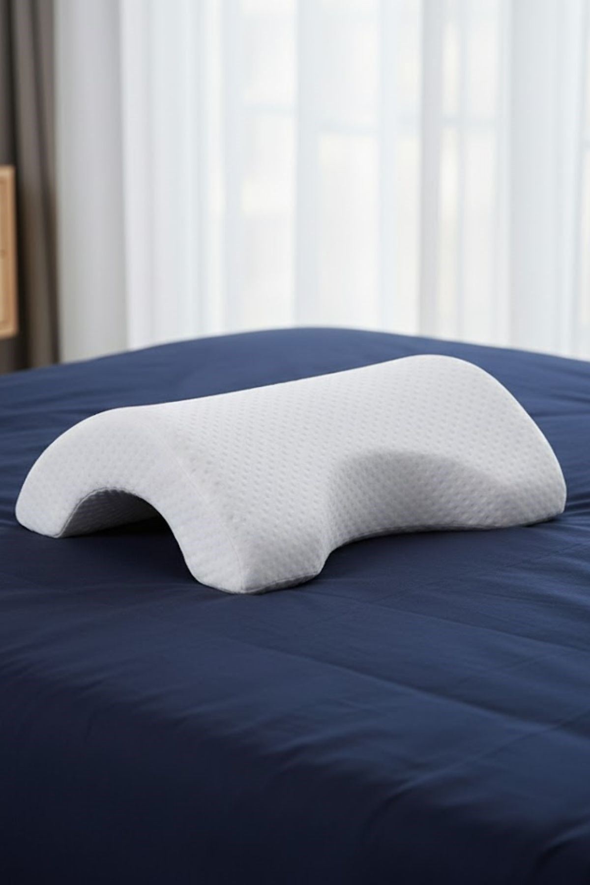 TBL Dekor® % 100 Visco Kavisli Ortopedik Yıkanabilir Kumaş Kılıflı Bel Boyun Bacak Ağrıları İçin Yastık