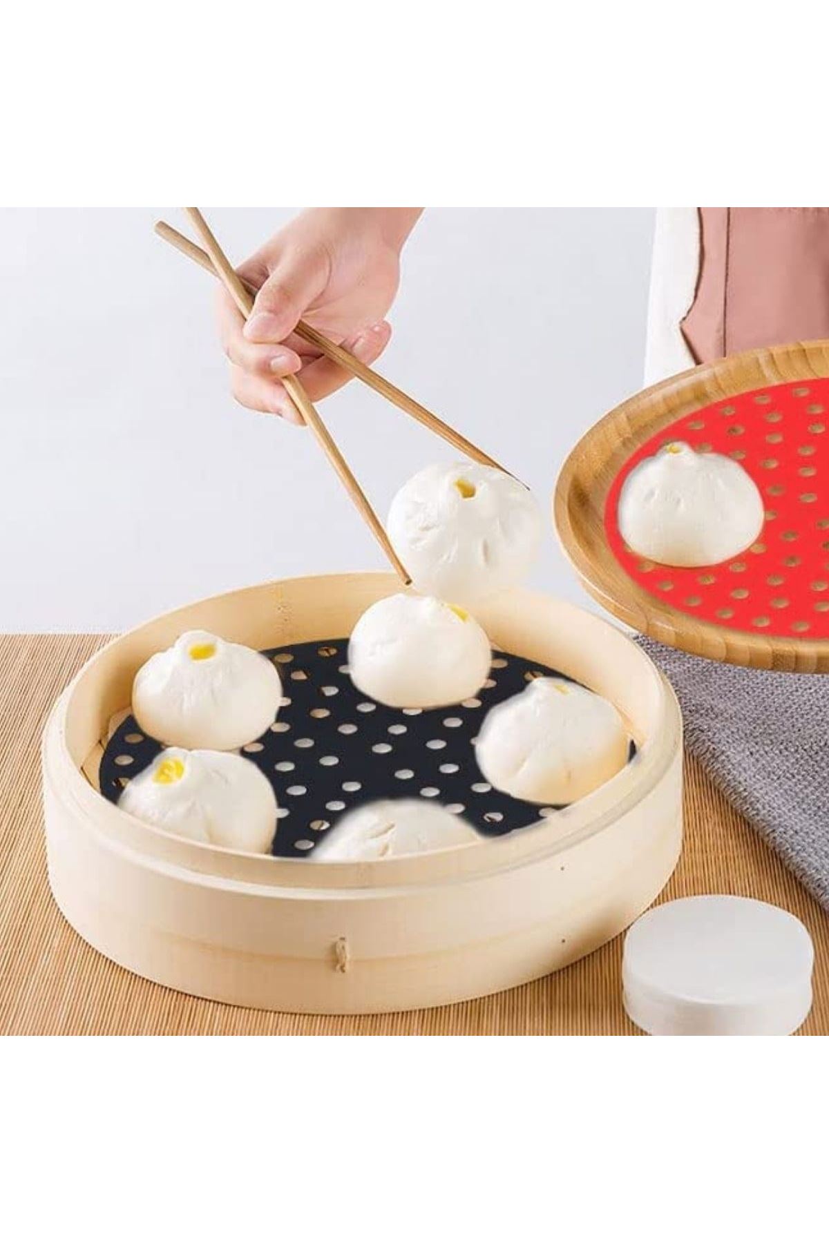 TBL Dekor® Siyah Isıya Dayanıklı Yıkanılabilir Silikon Fırın Ve Airfryer Yuvarlak Model Pişirme Matı 23 Cm