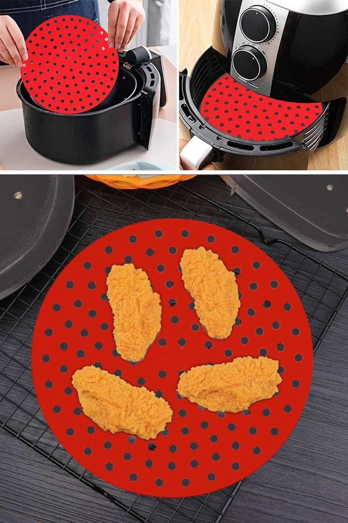 TBL Dekor® Siyah Isıya Dayanıklı Yıkanılabilir Silikon Fırın Ve Airfryer Yuvarlak Model Pişirme Matı 20 Cm