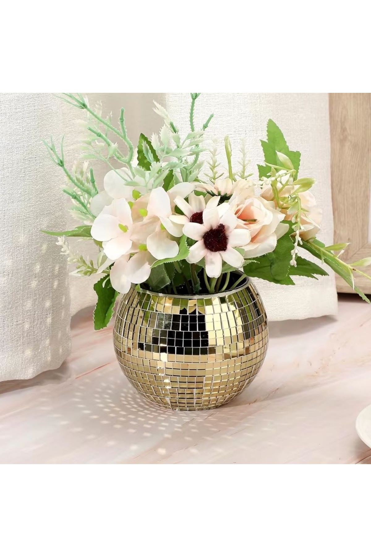 TBL Dekor® Kare Gold Cam Mozaik Fayans Çıkartmaları El İşi Kare Cam Fayans Kendinden Yapışkanlı Aynalı Dekor Panel 30x30 Cm