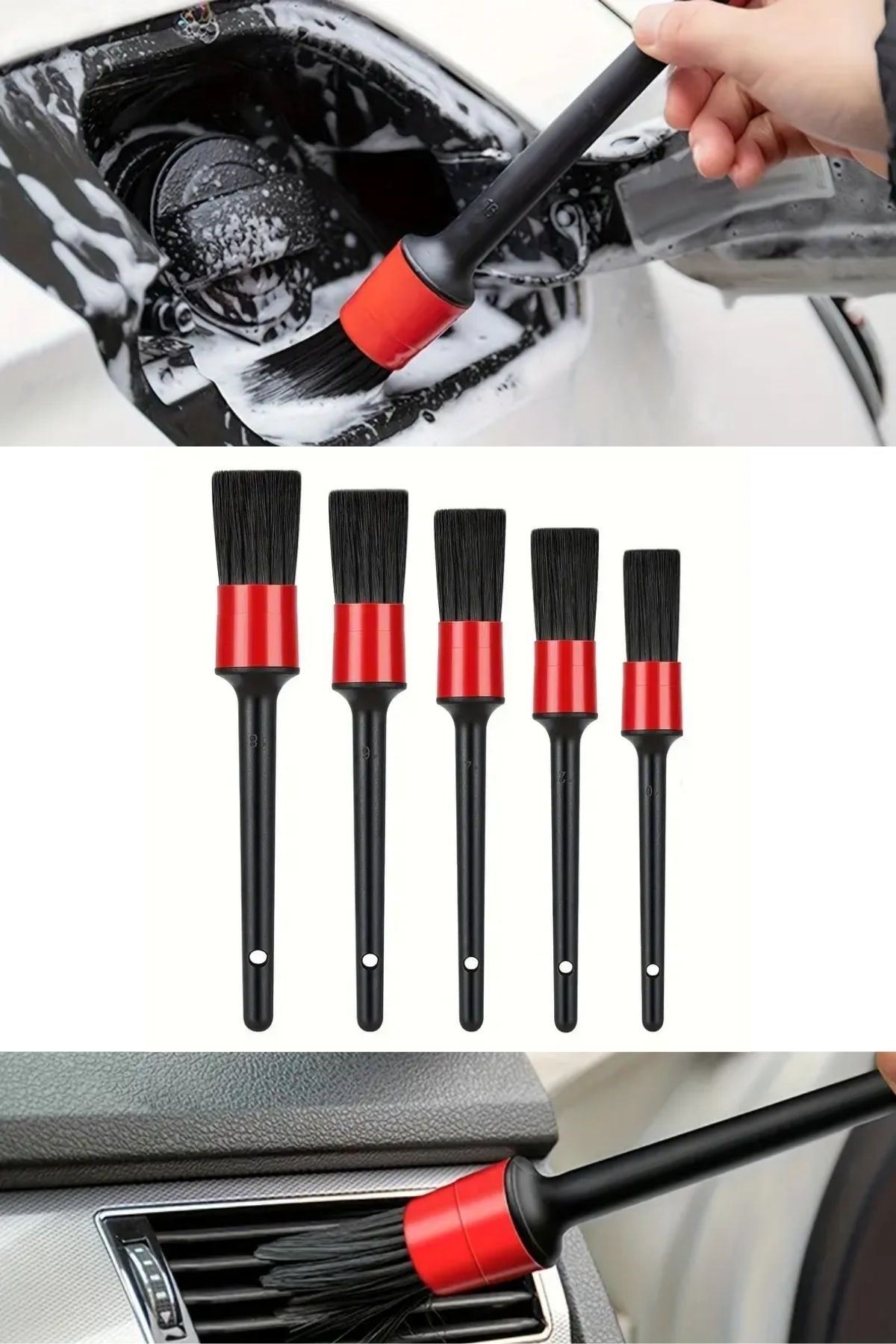 TBL Dekor® 5’li Çok Amaçlı Araç İçi ve Dış Yüzey Temizlik & Detaylandırma Fırça Seti