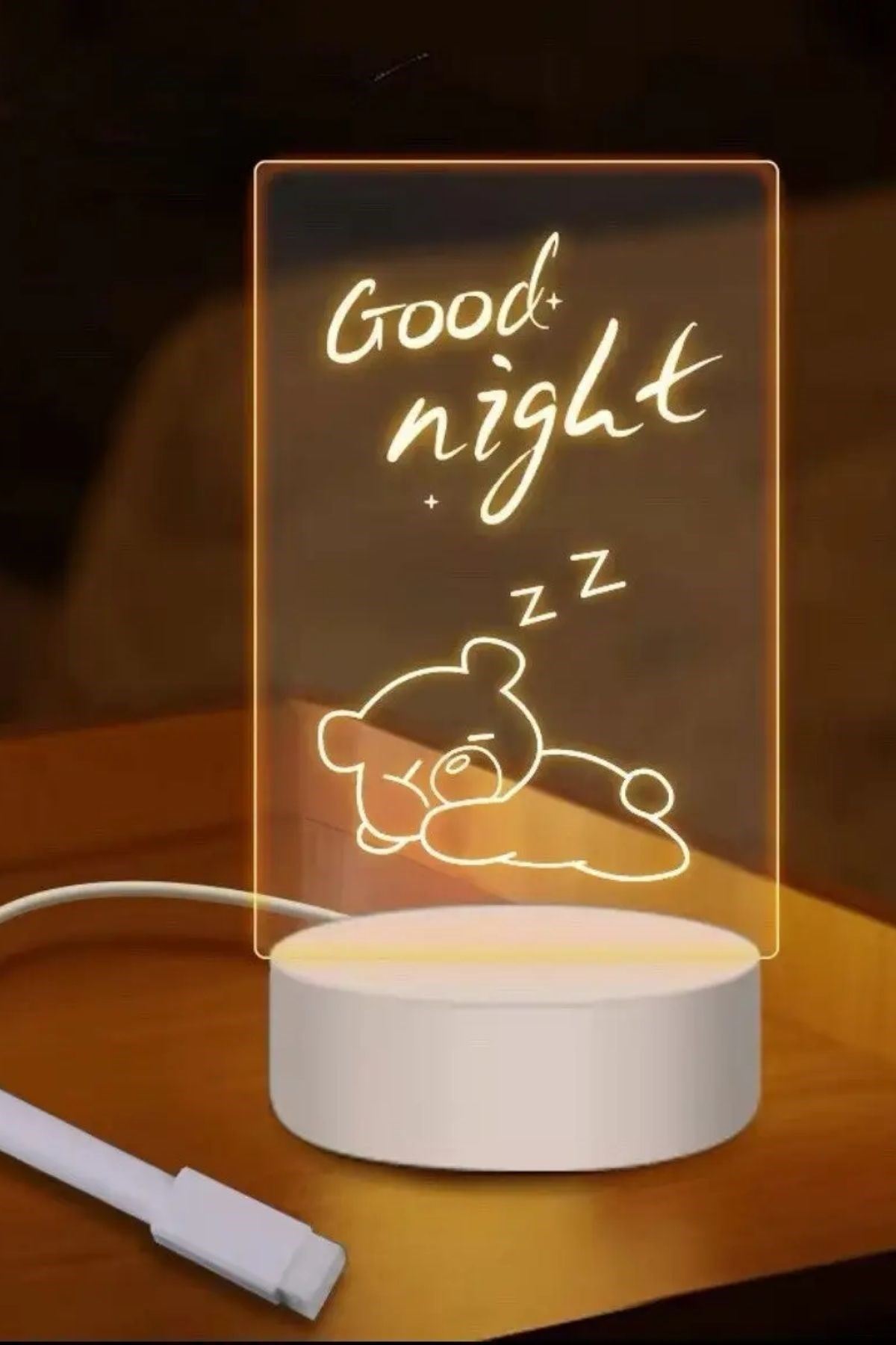 TBL Dekor® USB Kablolu Işıklı Kendiliğinden Beyaz Kalemli-Silgili Kreatif 3D Görselleştirme LED Lambası