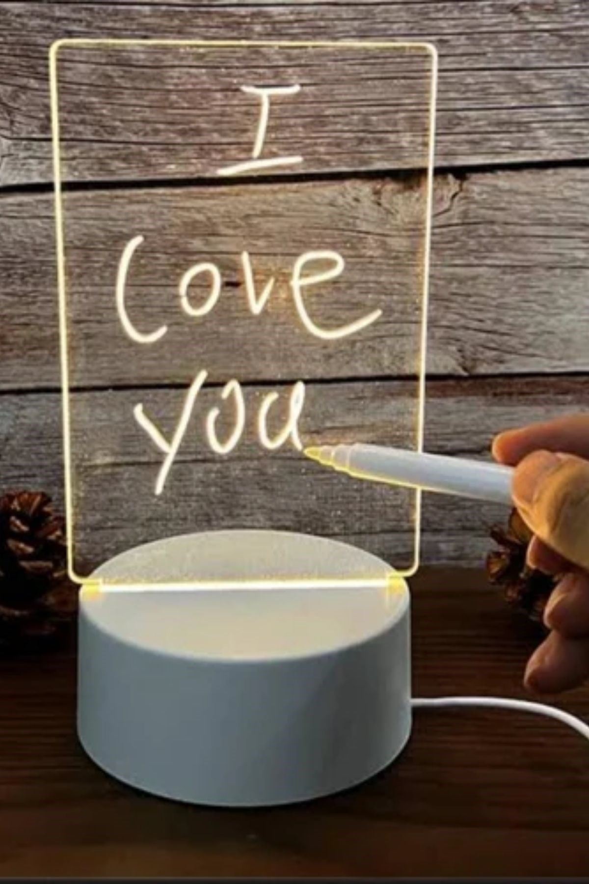 TBL Dekor® USB Kablolu Işıklı Kendiliğinden Beyaz Kalemli-Silgili Kreatif 3D Görselleştirme LED Lambası