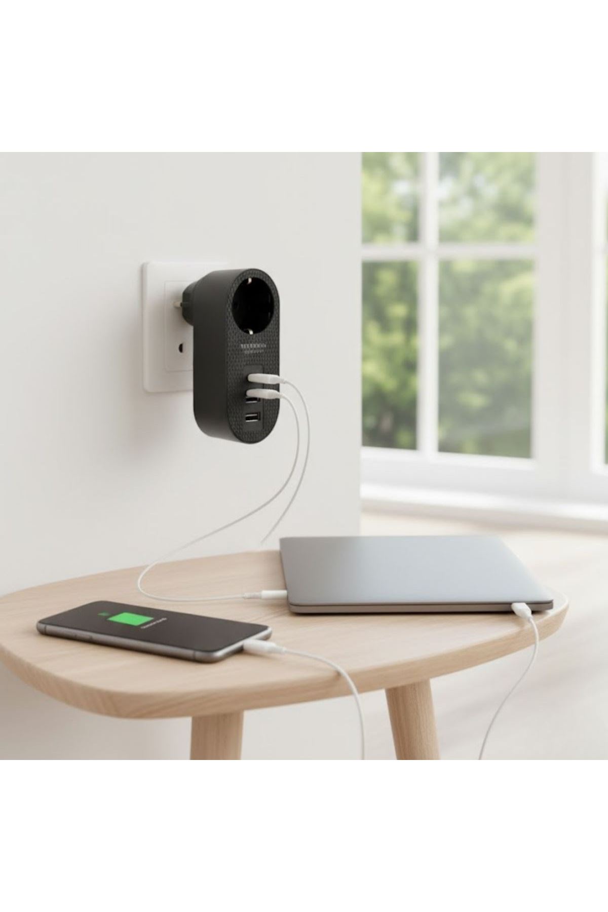 TBL Dekor® 2 USB,1 TYPE-C Girişli 1'li Çocuk Korumalı,Isıya Karşı Dayanıklı 2500Watt Termal Akım Korumalı Priz