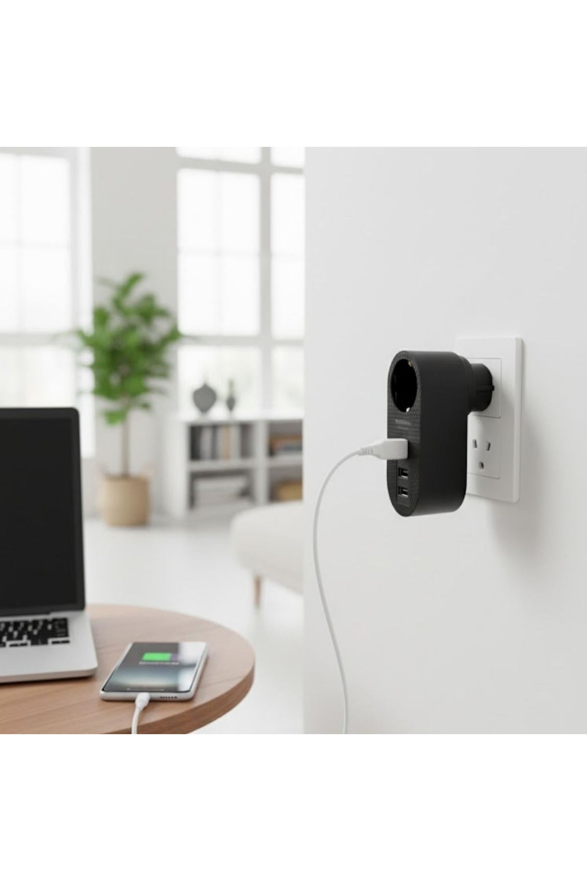 TBL Dekor® 2 USB,1 TYPE-C Girişli 1'li Çocuk Korumalı,Isıya Karşı Dayanıklı 2500Watt Termal Akım Korumalı Priz