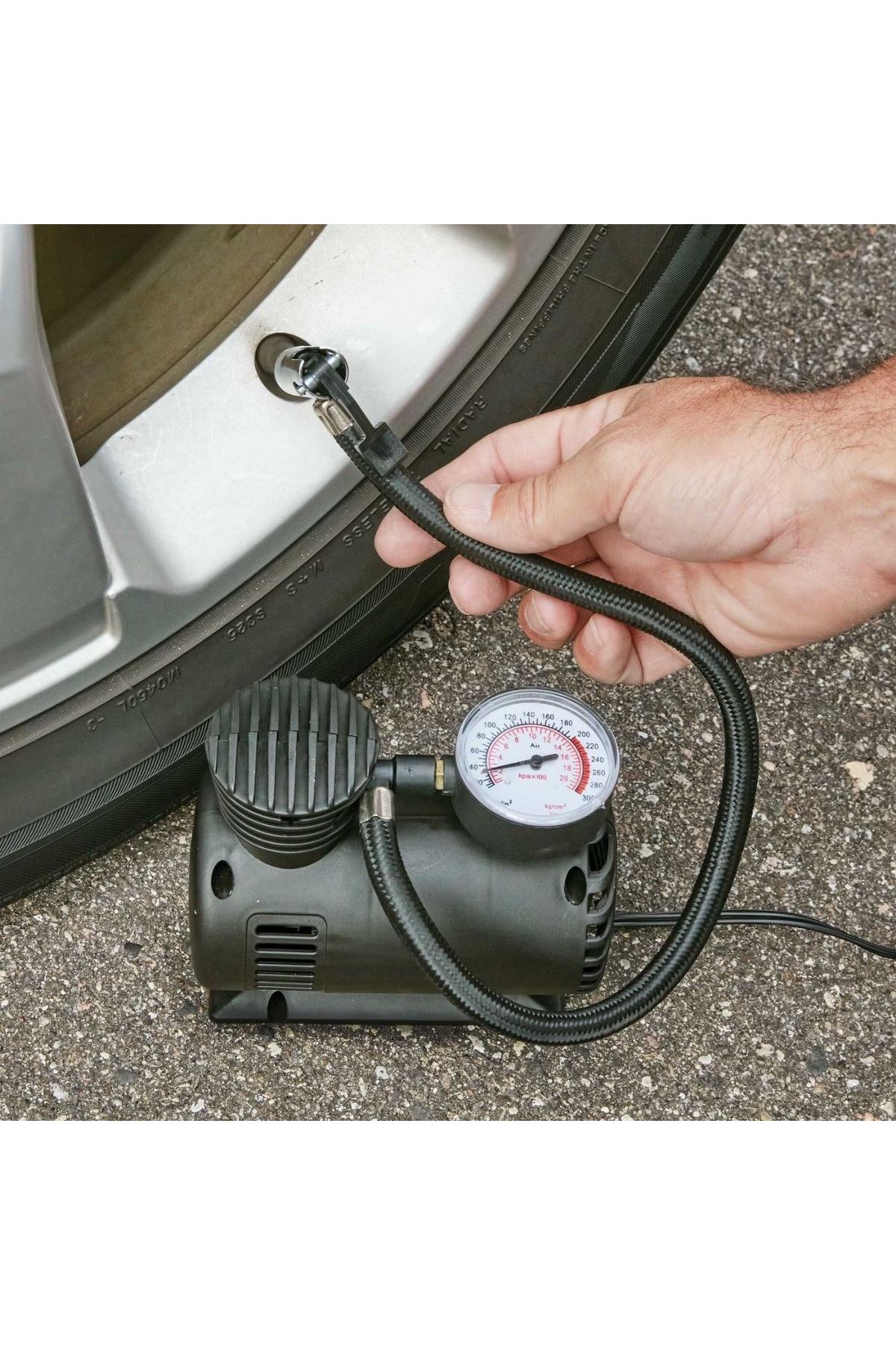 TBL Dekor® 300 PSI Güçlü Taşınabilir Hava Kompresörü–Araba, Motosiklet, Bisiklet ve Top Şişirme İçin Çakmaklıklı Lastik Şişirme Pompası