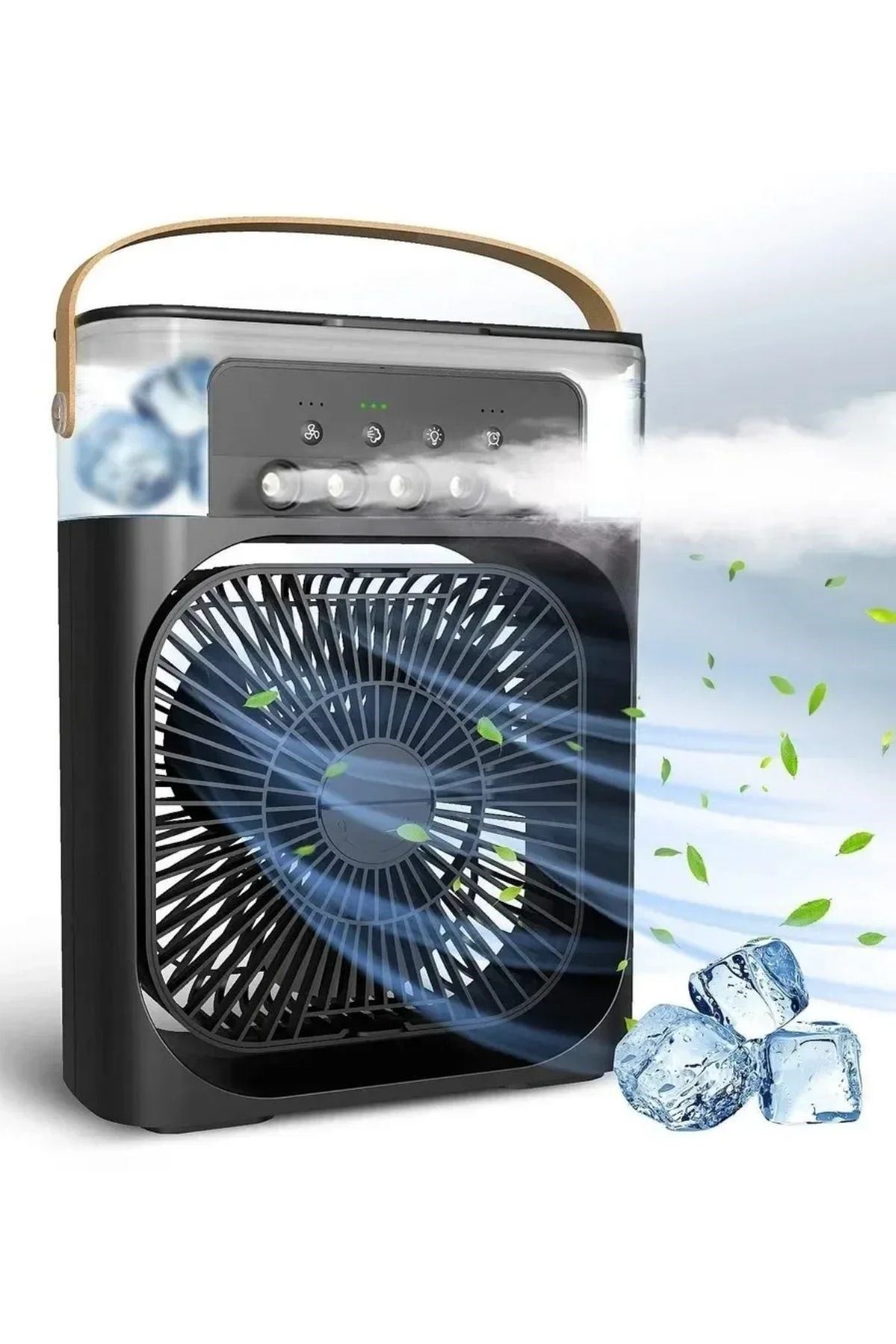TBL Dekor® Taşınabilir 3 Farklı Mod Ayarlı 7 Farklı Led Işıklı Sulu Soğutmalı Taşınabilir Masaüstü USB Fan Vantilatör
