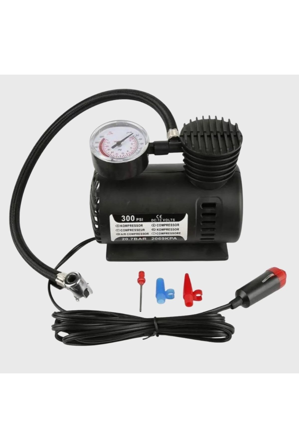 TBL Dekor® 300 PSI Güçlü Taşınabilir Hava Kompresörü–Araba, Motosiklet, Bisiklet ve Top Şişirme İçin Çakmaklıklı Lastik Şişirme Pompası