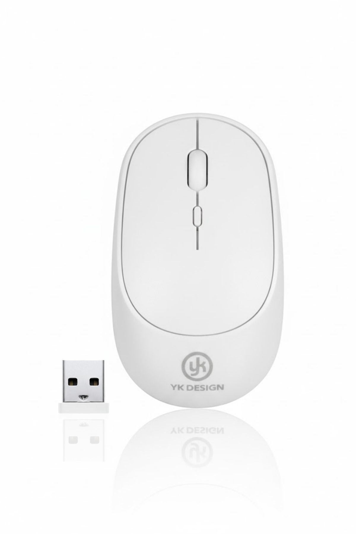 TBL Dekor® Beyaz Renkli Ergonomik Sessiz Kablosuz Mouse – USB Alıcılı, Ofis ve Oyun İçin Konforlu Bilgisayar Faresi MS6310