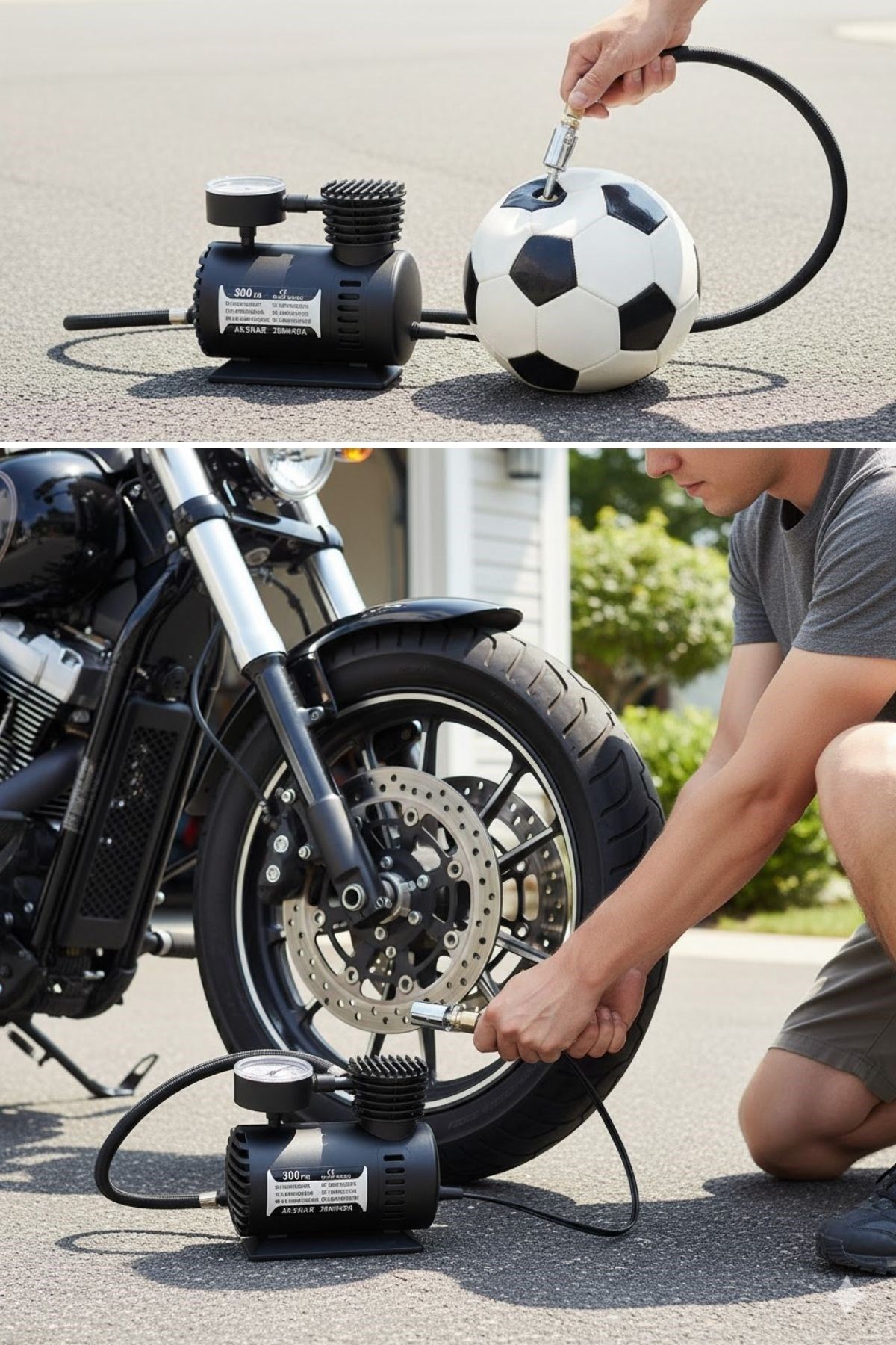 TBL Dekor® 300 PSI Güçlü Taşınabilir Hava Kompresörü–Araba, Motosiklet, Bisiklet ve Top Şişirme İçin Çakmaklıklı Lastik Şişirme Pompası