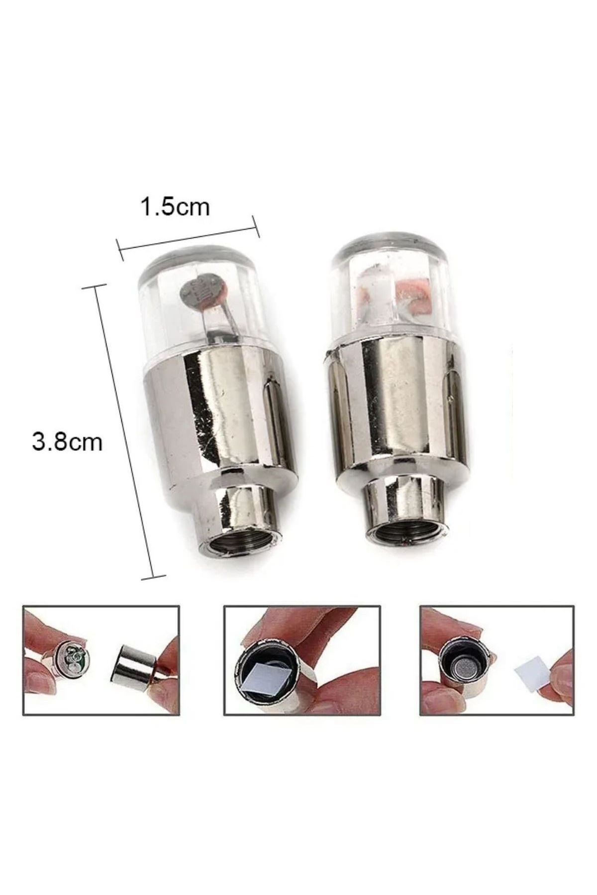 TBL Dekor® Araç ve Bisiklet İçin 2’li Mavi LED Hava Valfi Işık Kapakları–Gece Parlayan Lastik Lambası Sibop Kapağı