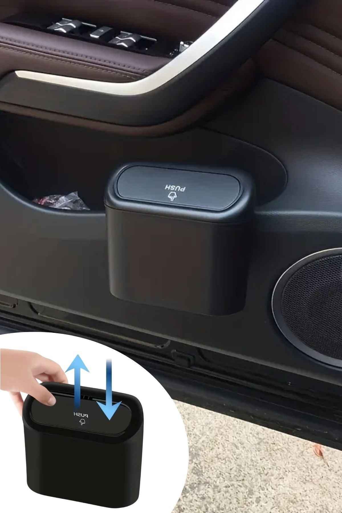 TBL Dekor® Araç İçi Takılarak Sabitlenebilen Mini Kapaklı Çöp Kovası