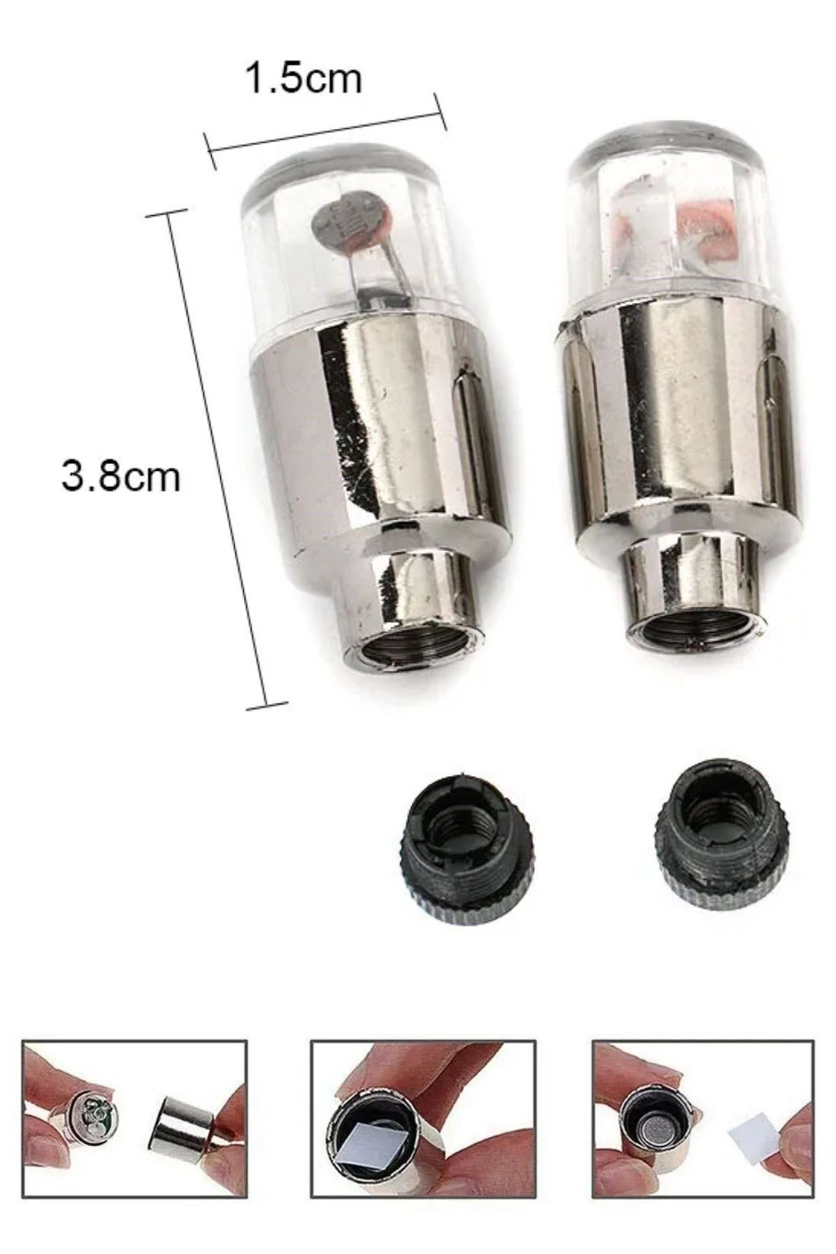 TBL Dekor® Araç ve Bisiklet İçin 2’li Mavi LED Hava Valfi Işık Kapakları–Gece Parlayan Lastik Lambası Sibop Kapağı