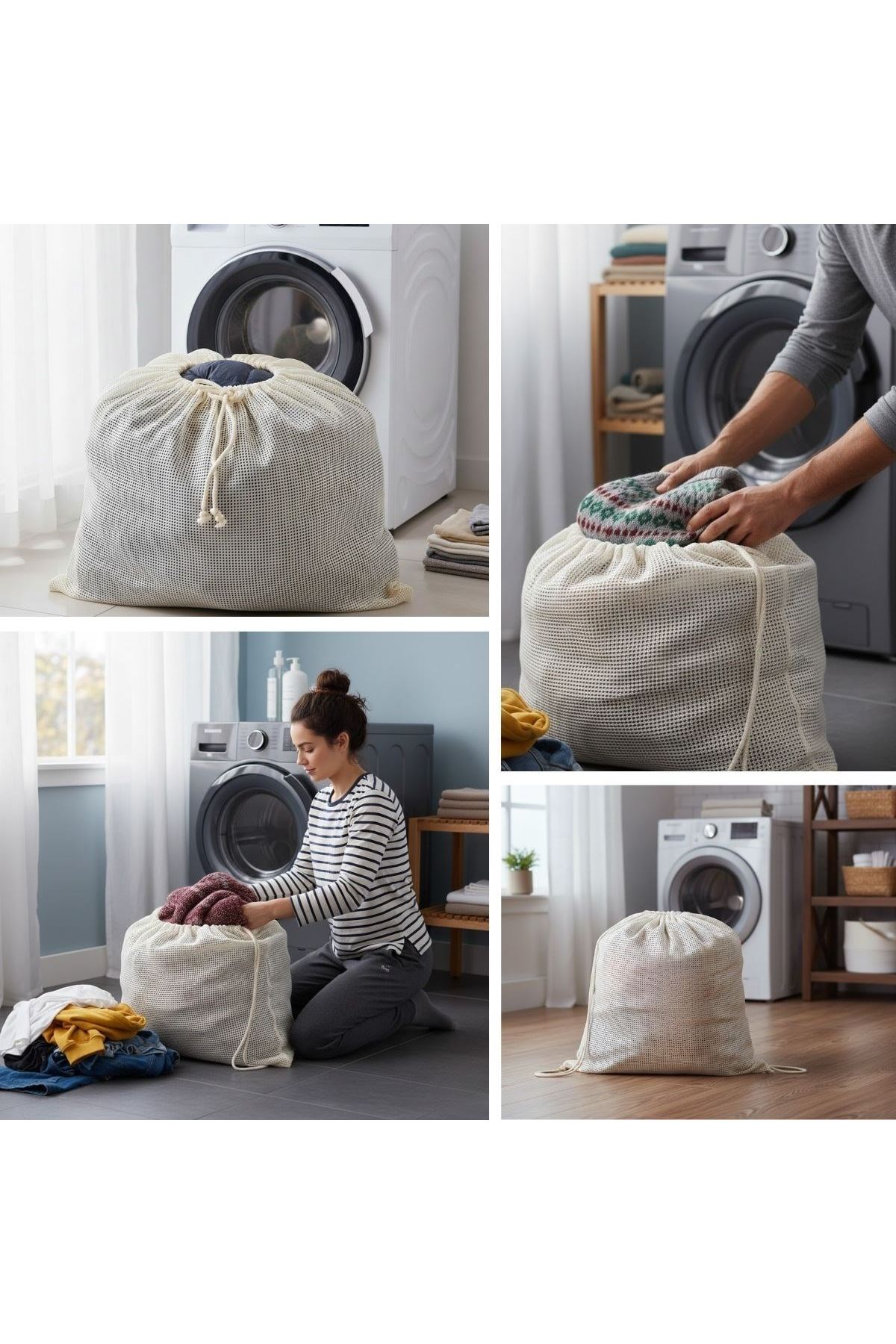 TBL Dekor® Battal Boy 120x150 cm Mont ve perde Yıkama Filesi–Extra Büyük, Dayanıklı, Nefes Alabilir Çamaşır Koruma Torbası