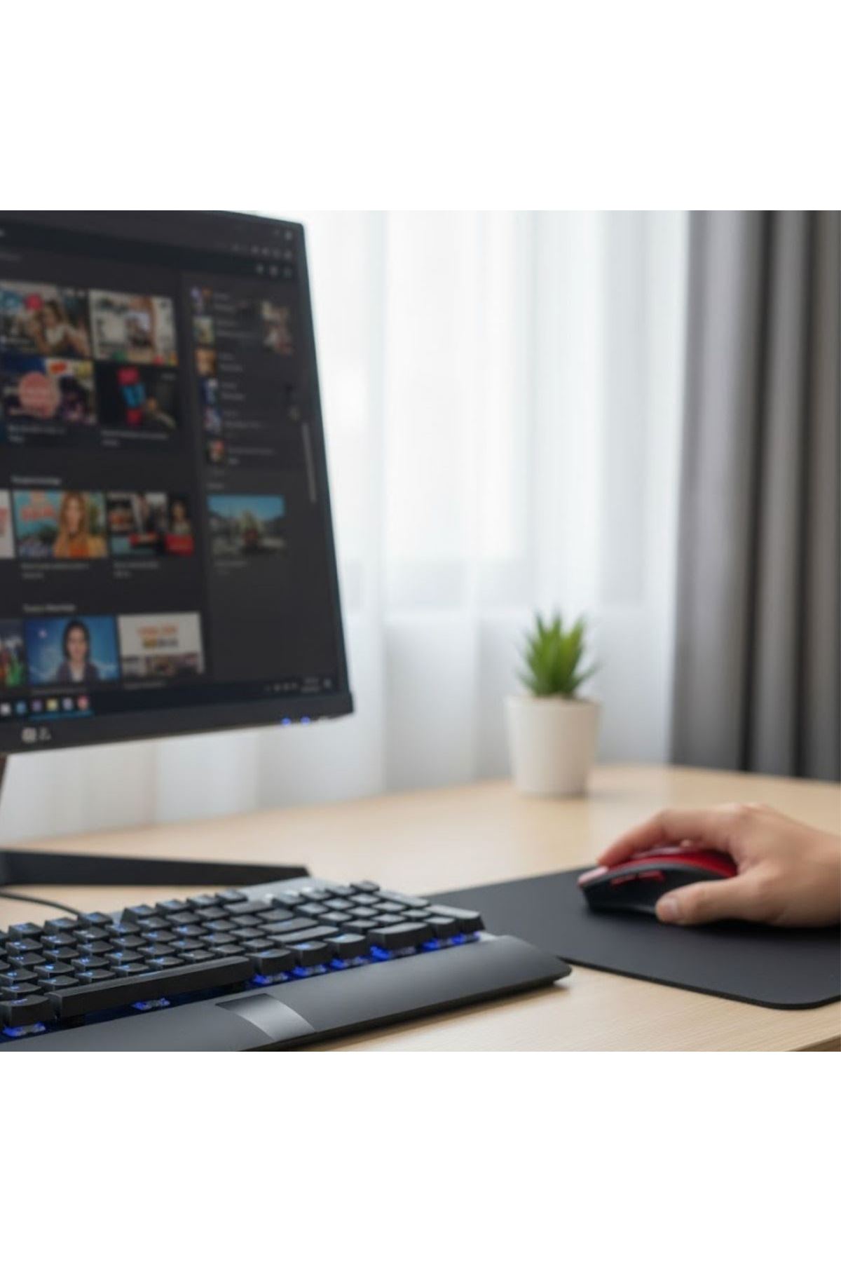 TBL Dekor® Kırmızı Renkli Baş Parmak Destekli Ergonomik Sessiz Kablosuz Mouse – USB Alıcılı, Ofis ve Oyun İçin Konforlu Bilgisayar Faresi MS6300