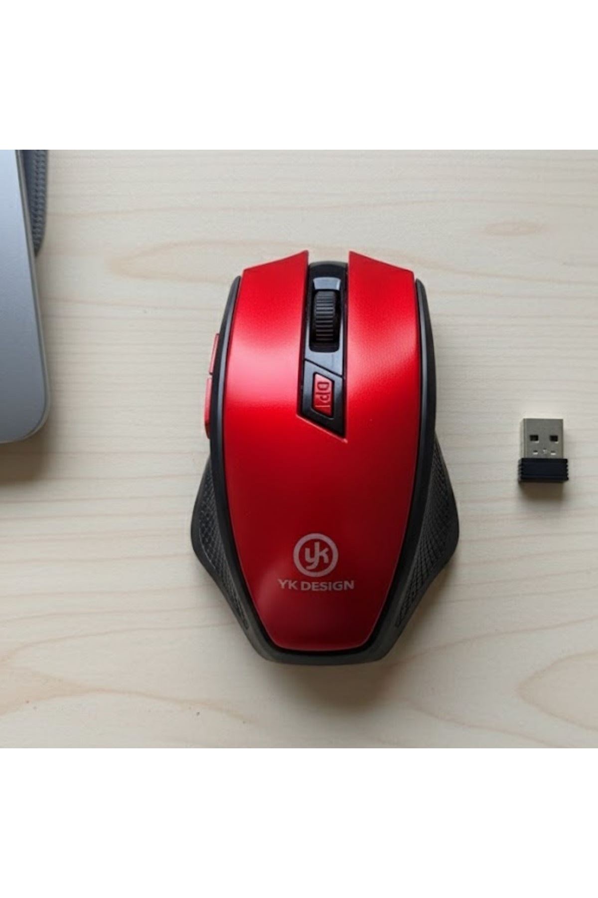 TBL Dekor® Kırmızı Renkli Baş Parmak Destekli Ergonomik Sessiz Kablosuz Mouse – USB Alıcılı, Ofis ve Oyun İçin Konforlu Bilgisayar Faresi MS6300