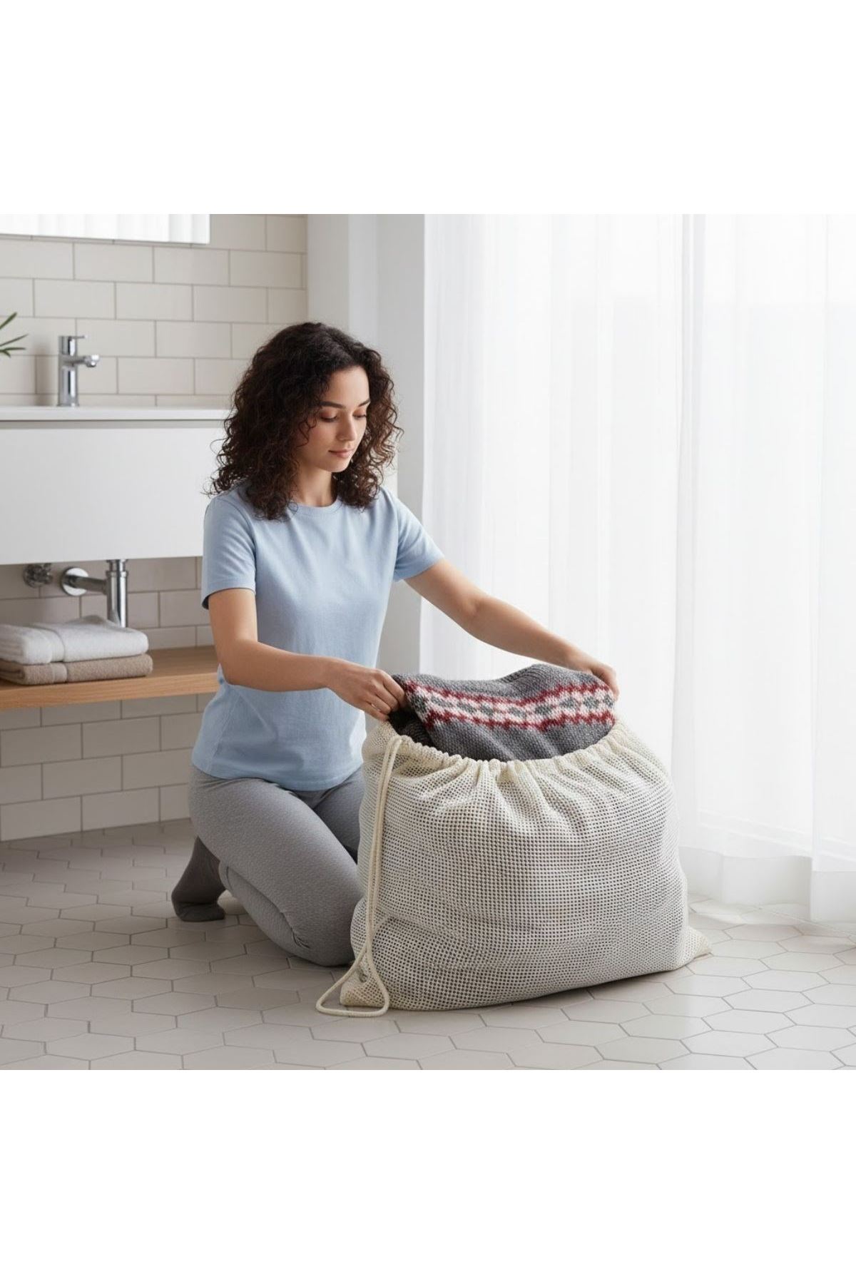 TBL Dekor® Battal Boy 120x150 cm Mont ve perde Yıkama Filesi–Extra Büyük, Dayanıklı, Nefes Alabilir Çamaşır Koruma Torbası