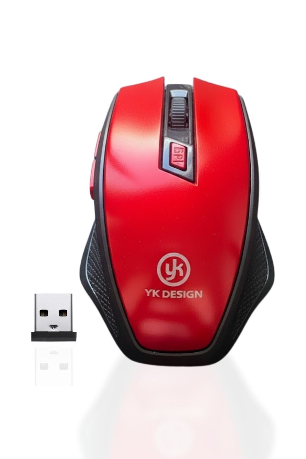 TBL Dekor® Kırmızı Renkli Baş Parmak Destekli Ergonomik Sessiz Kablosuz Mouse – USB Alıcılı, Ofis ve Oyun İçin Konforlu Bilgisayar Faresi MS6300