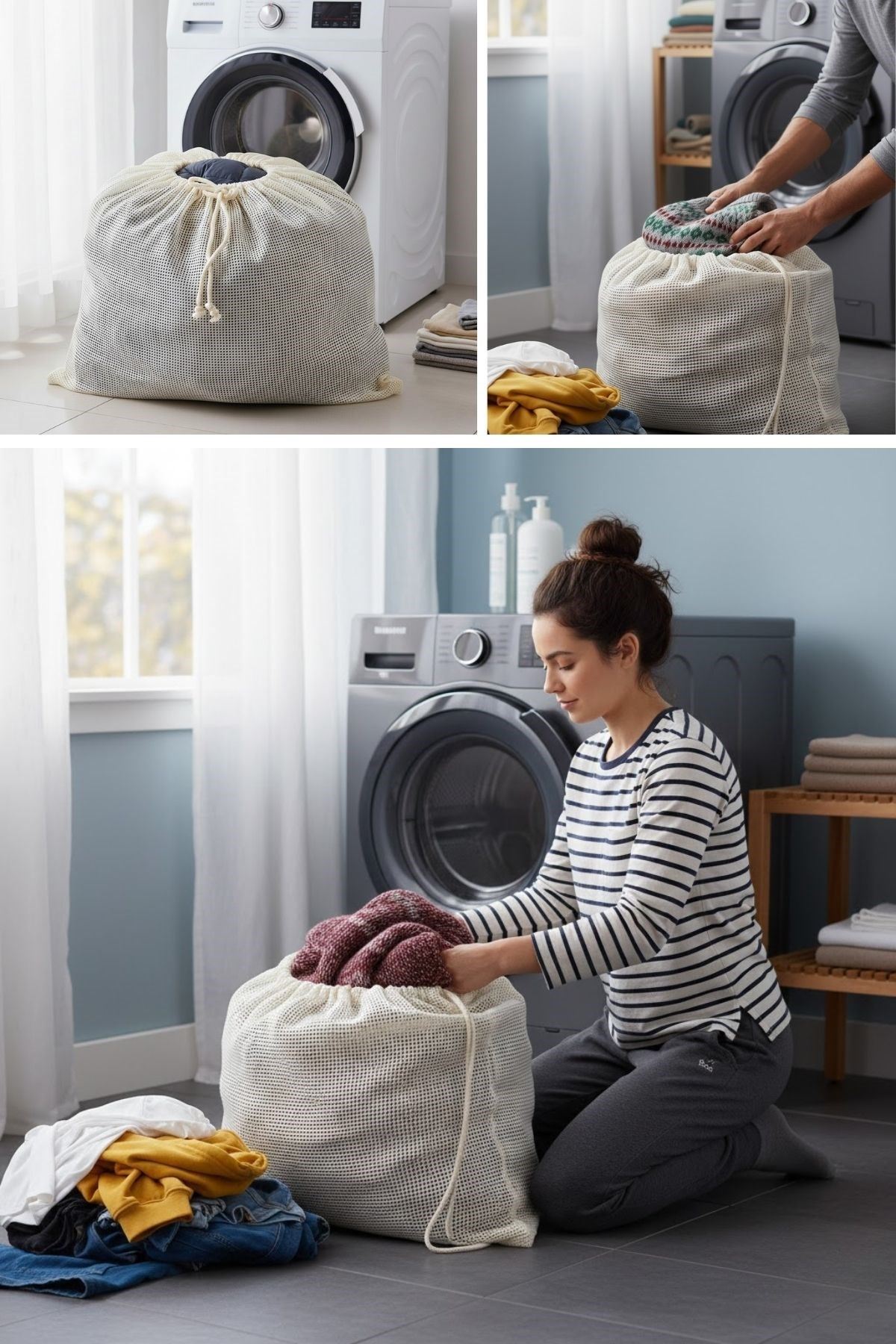 TBL Dekor® Battal Boy 120x150 cm Mont ve perde Yıkama Filesi–Extra Büyük, Dayanıklı, Nefes Alabilir Çamaşır Koruma Torbası