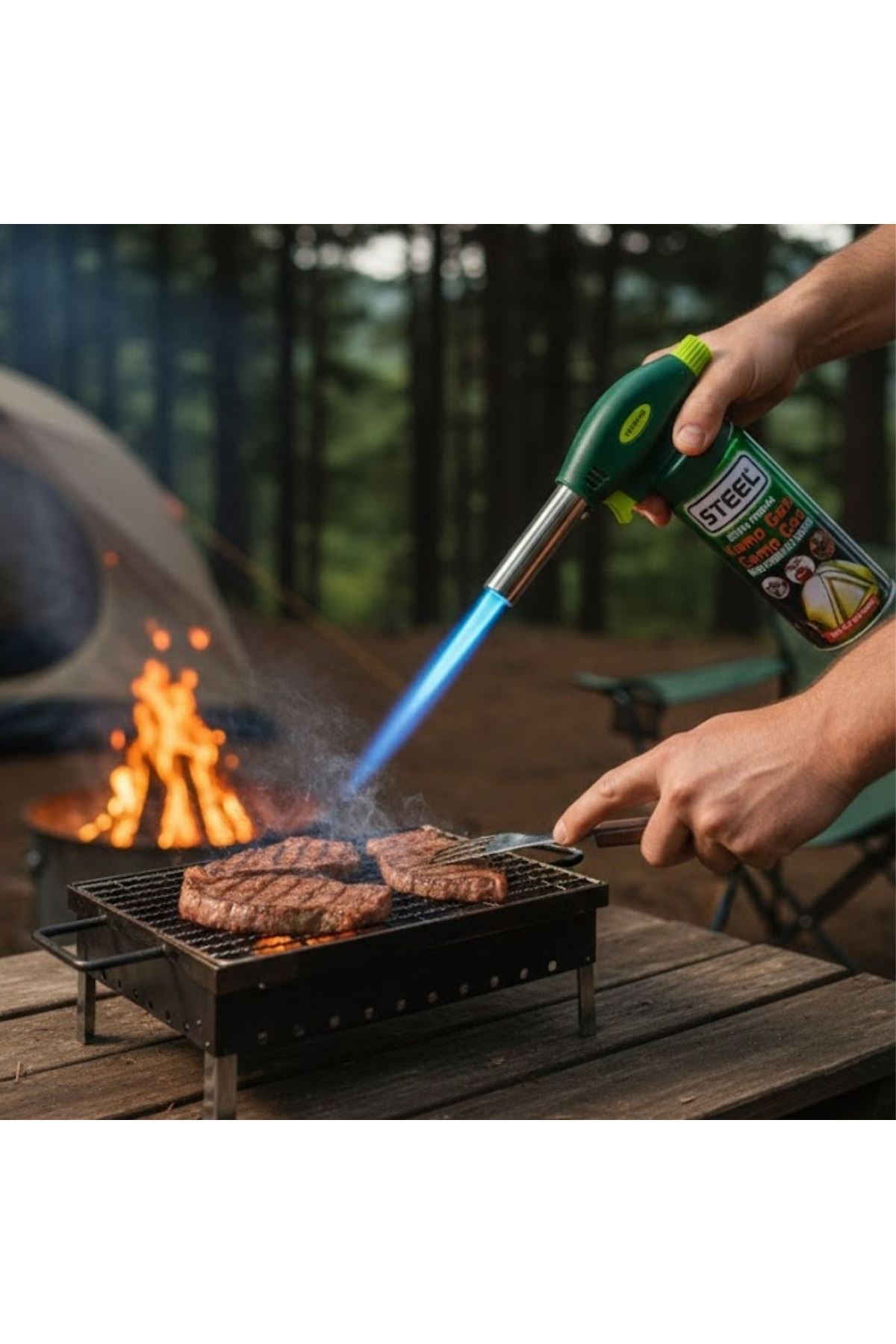 TBL Dekor® Outdoor Kamp, Piknik ve Tamir İşleri İçin Kamp Gazı Seti – Taşınabilir Pürmüz Alev Tabancası ve Yüksek Performanslı Gaz Kartuşu