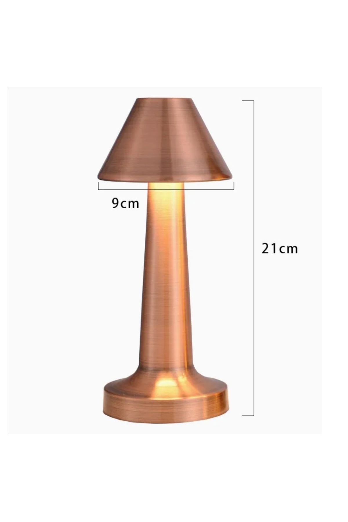 TBL Dekor® Çatı Model Bronz Renk Şarjlı Dokunmatik 3 Renkli LED Masa Lambası