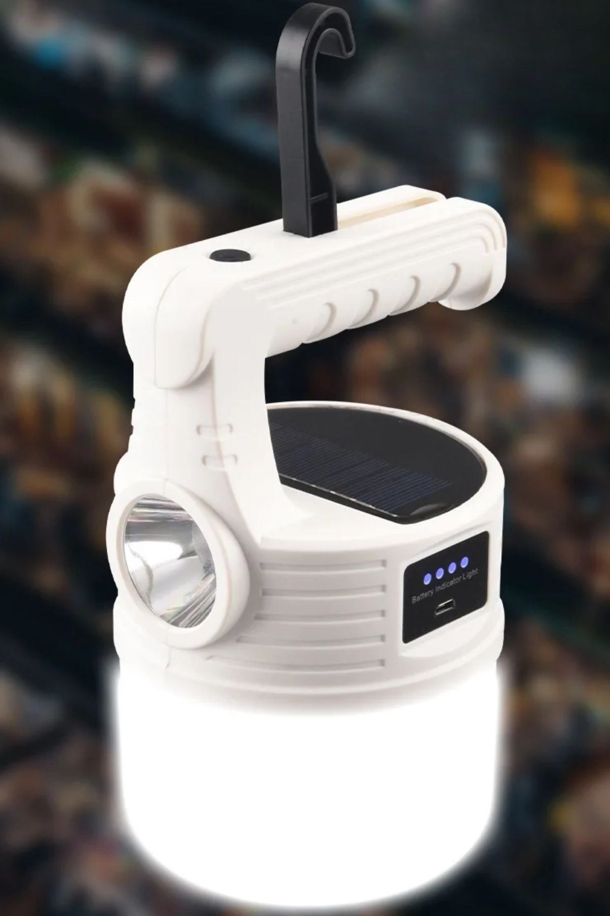 TBL Dekor® LED Güneş Enerjili Kamp Lambası–2000 Lümen Süper Parlak, 5 Aydınlatma Modlu,USB ile Şarj Edilebilir Dış Mekan,Asılabilir Torch El Feneri