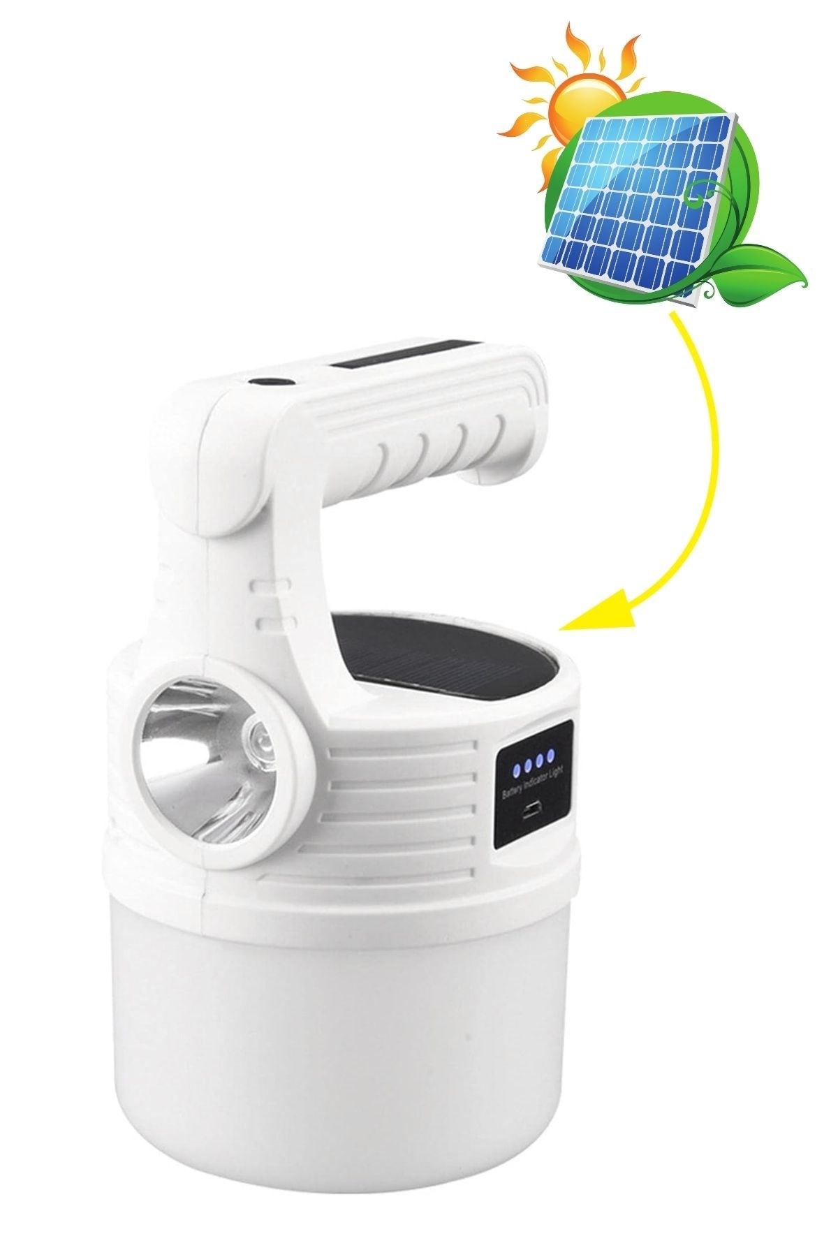 TBL Dekor® LED Güneş Enerjili Kamp Lambası–2000 Lümen Süper Parlak, 5 Aydınlatma Modlu,USB ile Şarj Edilebilir Dış Mekan,Asılabilir Torch El Feneri
