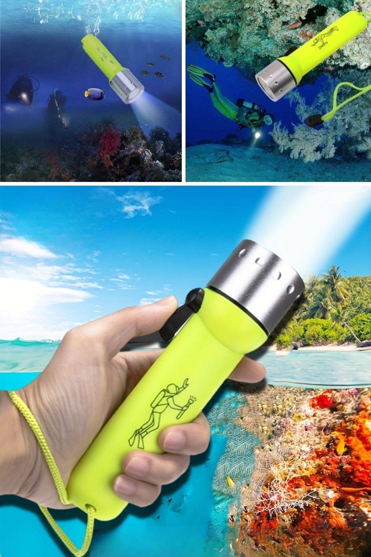 TBL Dekor® Süper Parlak LED Su Altı Dalış Feneri – Taşınabilir, Su Geçirmez ve Darbeye Dayanıklı El Feneri