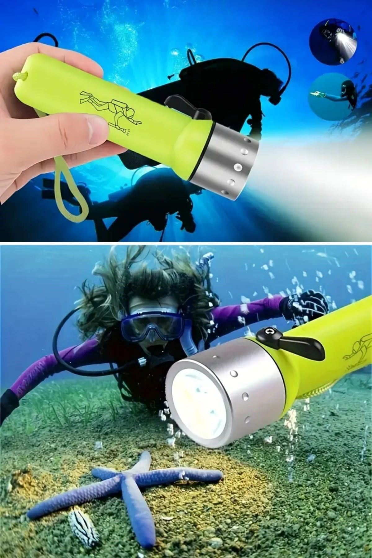 TBL Dekor® Süper Parlak LED Su Altı Dalış Feneri – Taşınabilir, Su Geçirmez ve Darbeye Dayanıklı El Feneri