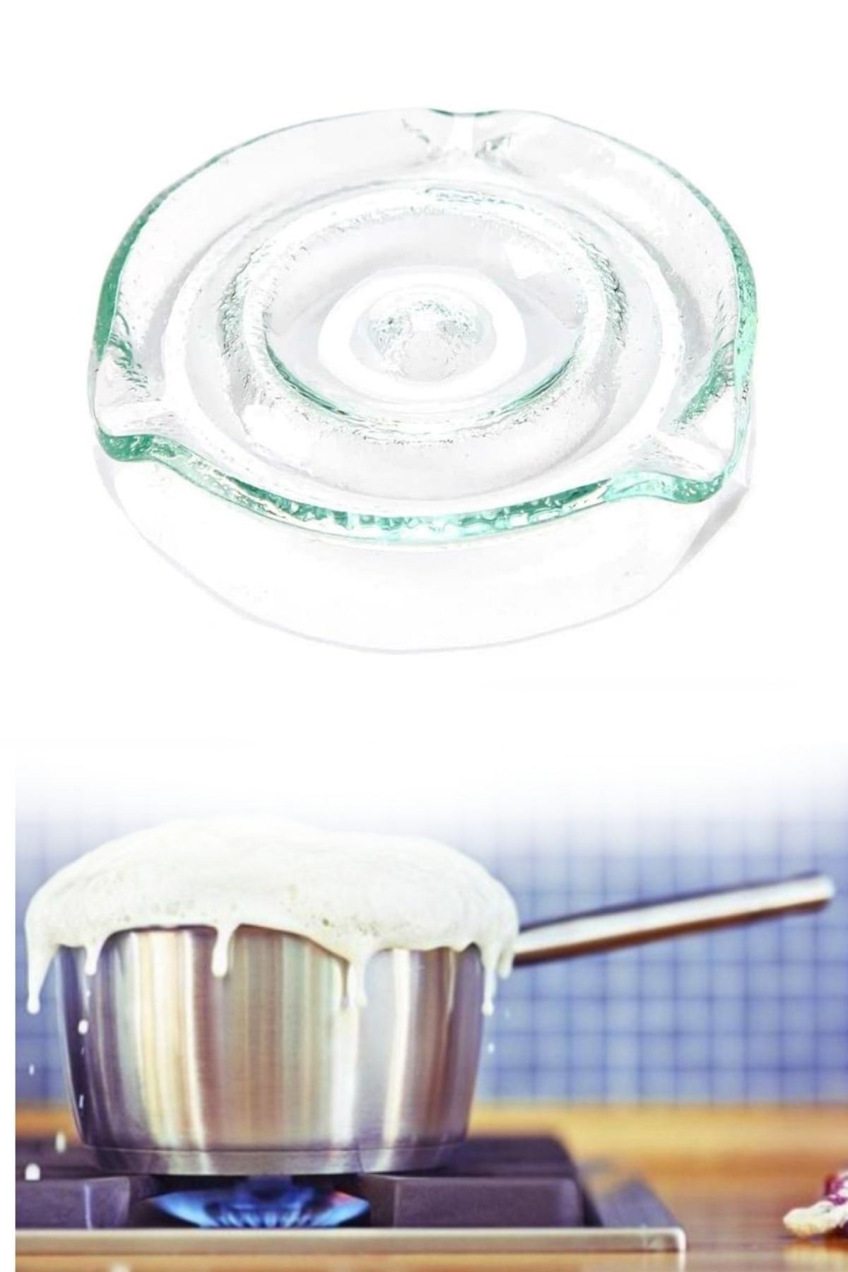 TBL Dekor® Cam Süt Kaynatma ve Taşma Önleyici Aparat – Süt Taşırmaz Güvenli Kaynatma,Isıya Dayanıklı Cam