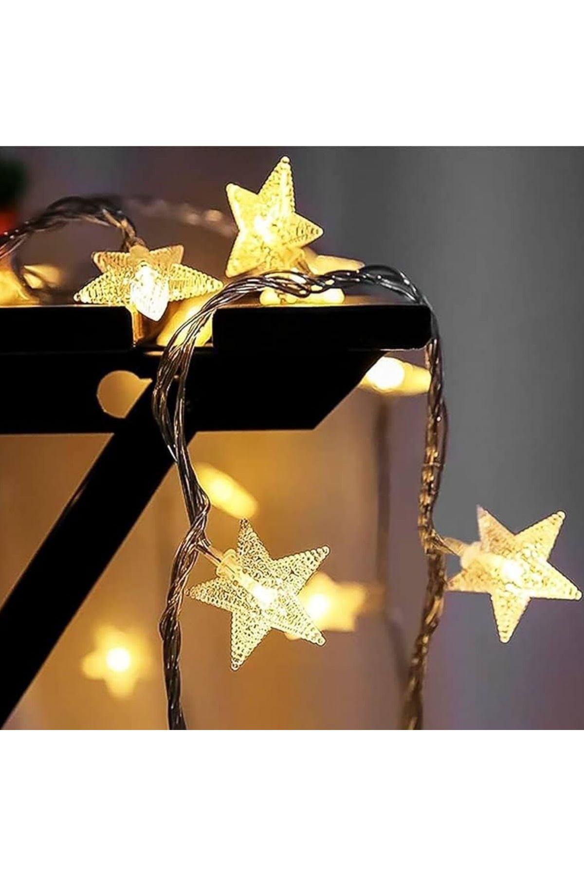 TBL Dekor® 20 Adet Mini Yıldız Led 5 Metre Günışığı Rengi Dekoratif Led