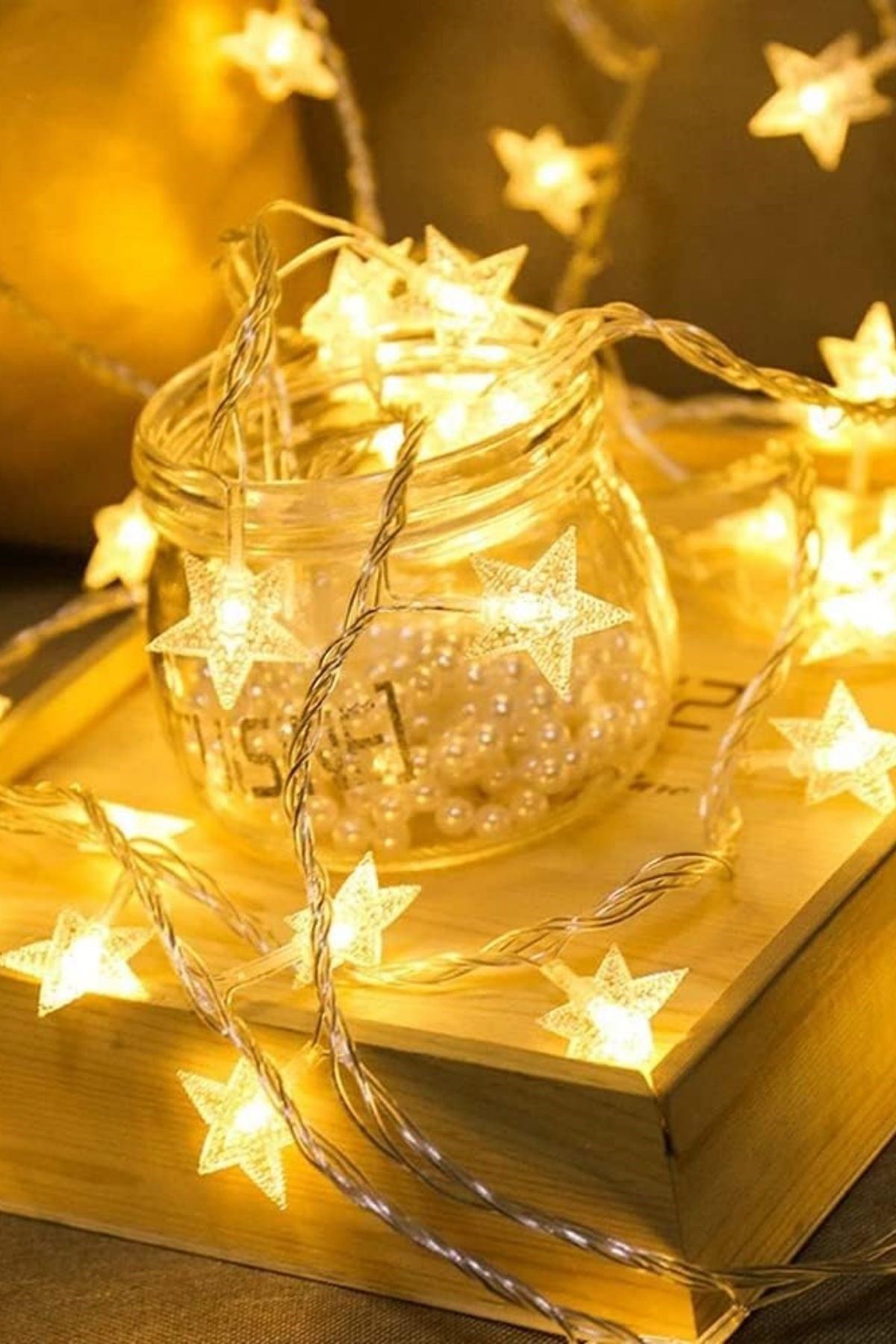 TBL Dekor® 20 Adet Mini Yıldız Led 5 Metre Günışığı Rengi Dekoratif Led