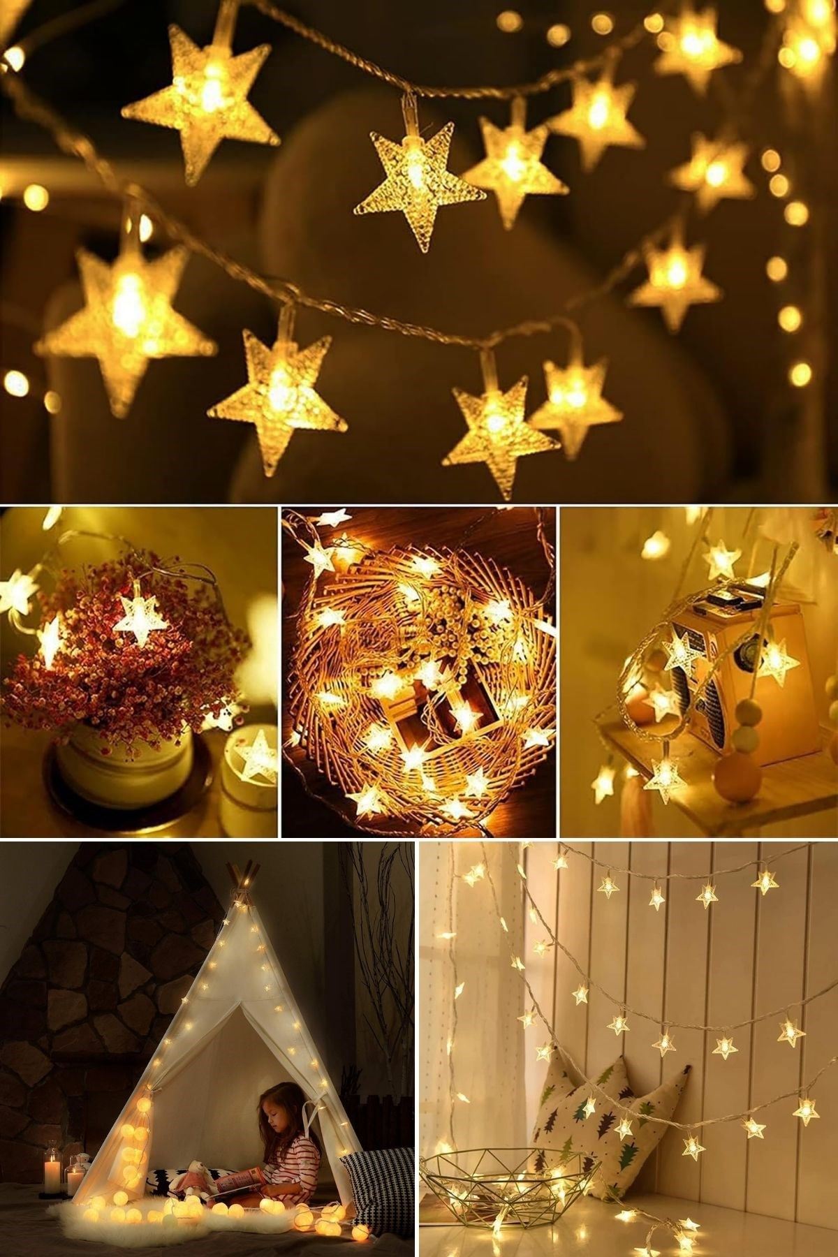 TBL Dekor® 20 Adet Mini Yıldız Led 5 Metre Günışığı Rengi Dekoratif Led