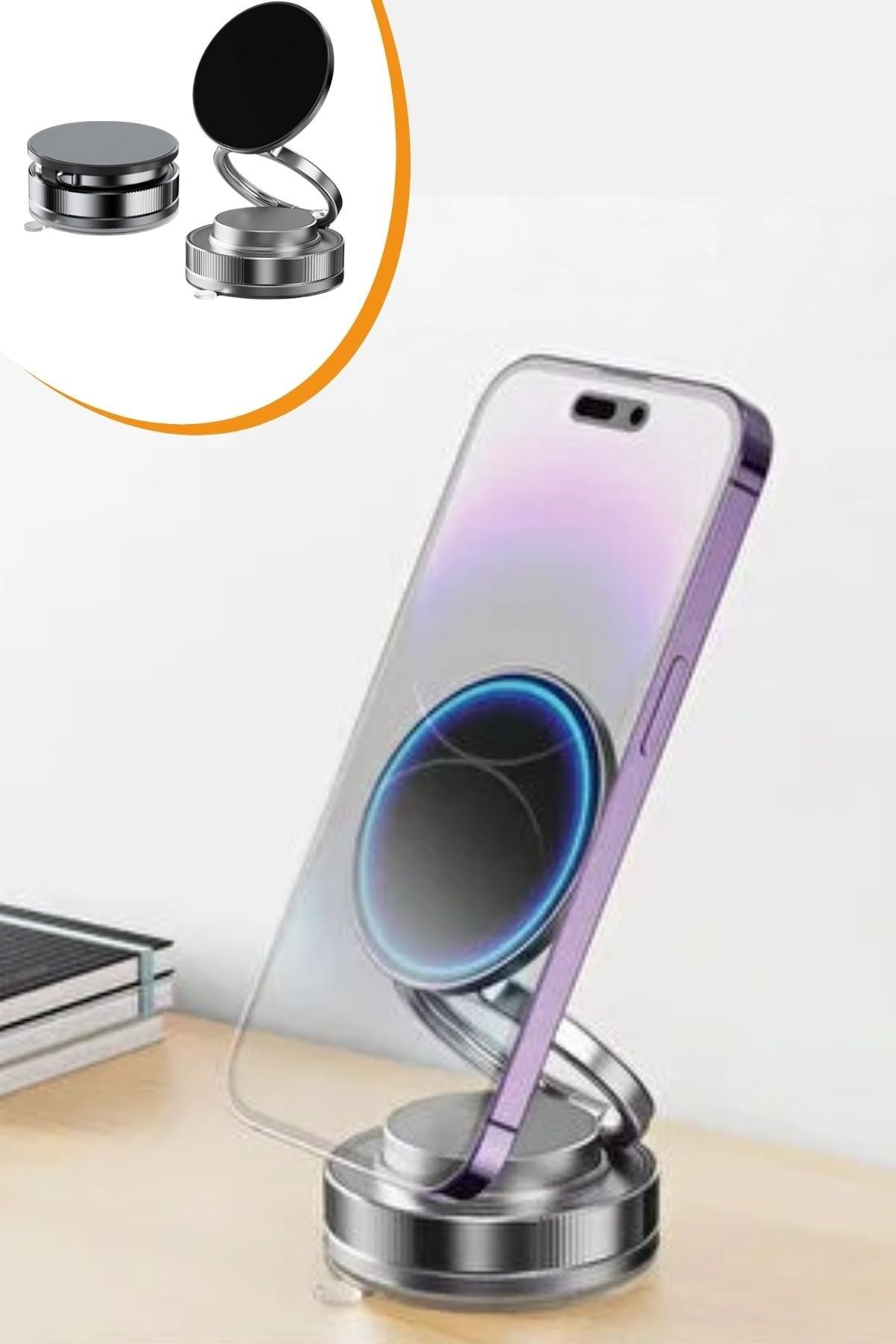 TBL Dekor® Vakumlu Manyetik Telefon Tutucu – Güçlü Vakum 360° Döner Araç İçi Telefon Standı, Ultra Sabit Manyetik Destekli Mobil Cihaz Aparatı