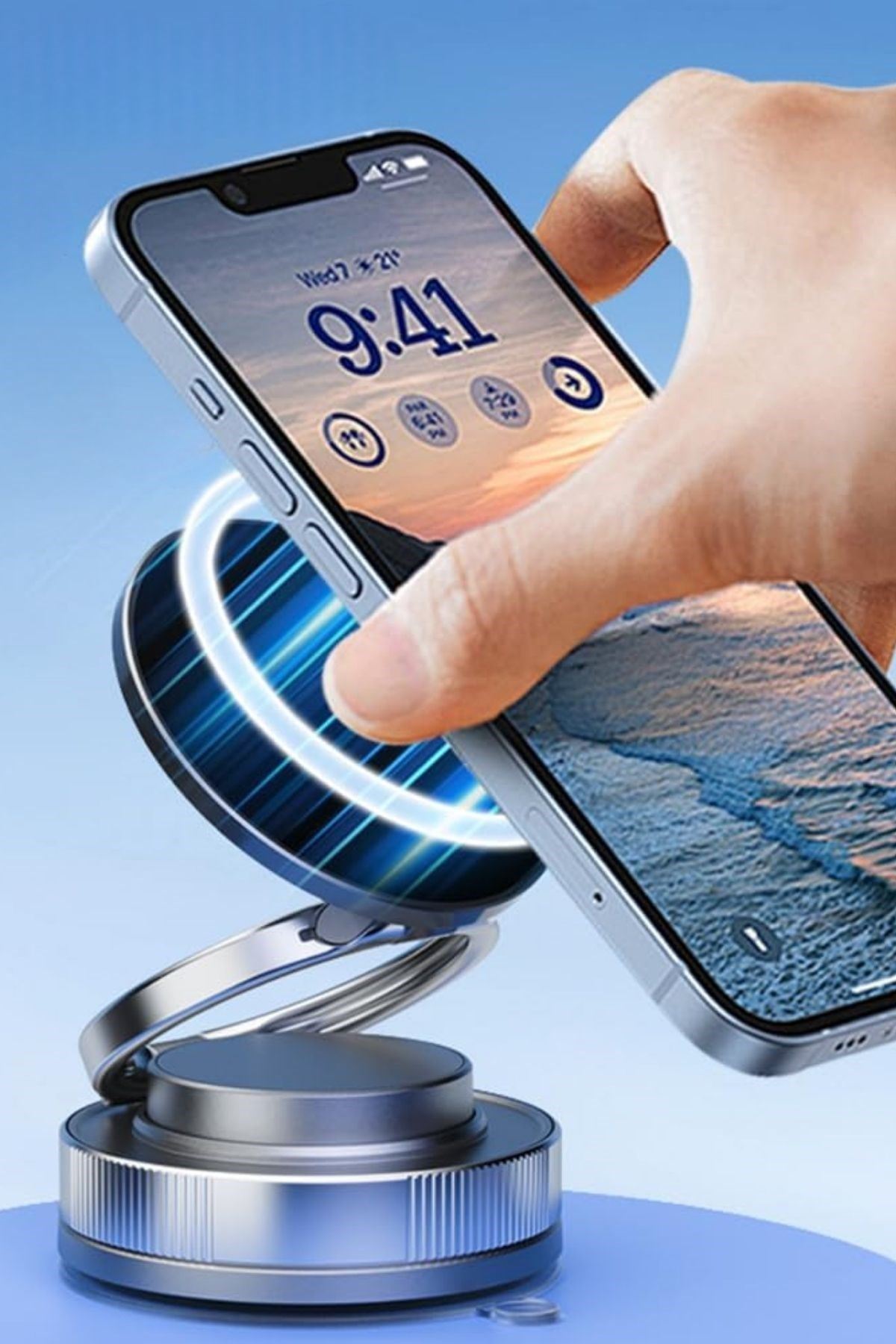 TBL Dekor® Vakumlu Manyetik Telefon Tutucu – Güçlü Vakum 360° Döner Araç İçi Telefon Standı, Ultra Sabit Manyetik Destekli Mobil Cihaz Aparatı