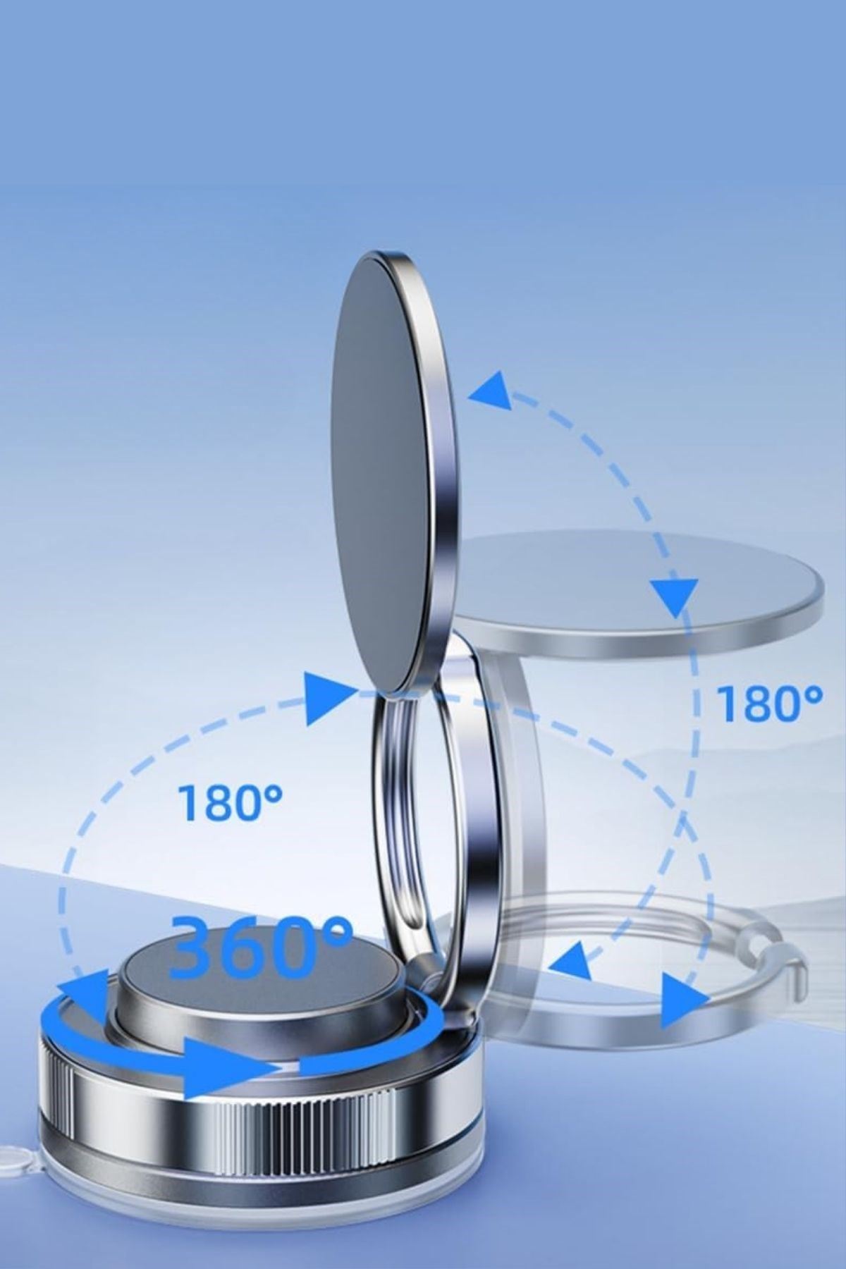 TBL Dekor® Vakumlu Manyetik Telefon Tutucu – Güçlü Vakum 360° Döner Araç İçi Telefon Standı, Ultra Sabit Manyetik Destekli Mobil Cihaz Aparatı