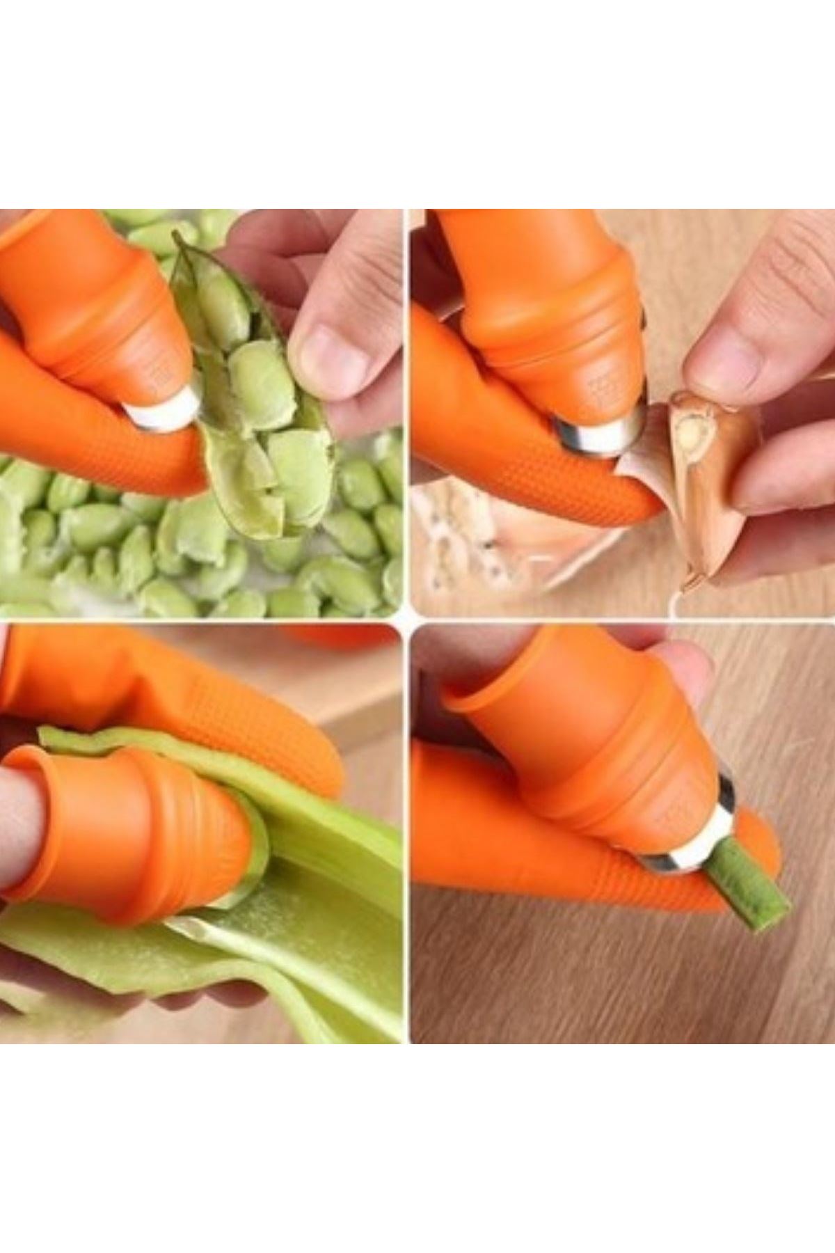 TBL Dekor® 5 Parça Pratik Parmak Koruyucu 1 Parça Baş Parmak Bıçaklı Eldiven Sebze Meyve Soyucu Kesme Ayıklayıcı Silikon Set