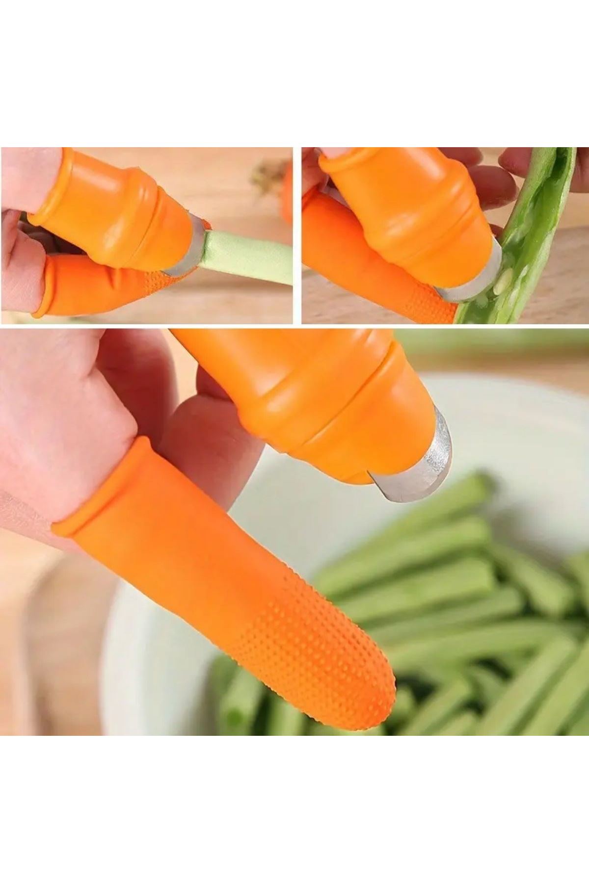 TBL Dekor® 5 Parça Pratik Parmak Koruyucu 1 Parça Baş Parmak Bıçaklı Eldiven Sebze Meyve Soyucu Kesme Ayıklayıcı Silikon Set