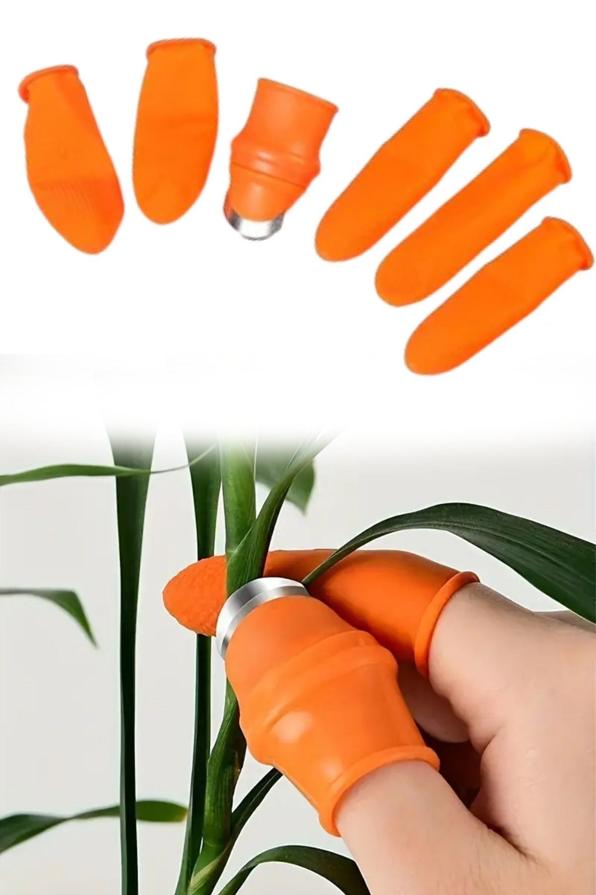 TBL Dekor® 5 Parça Pratik Parmak Koruyucu 1 Parça Baş Parmak Bıçaklı Eldiven Sebze Meyve Soyucu Kesme Ayıklayıcı Silikon Set